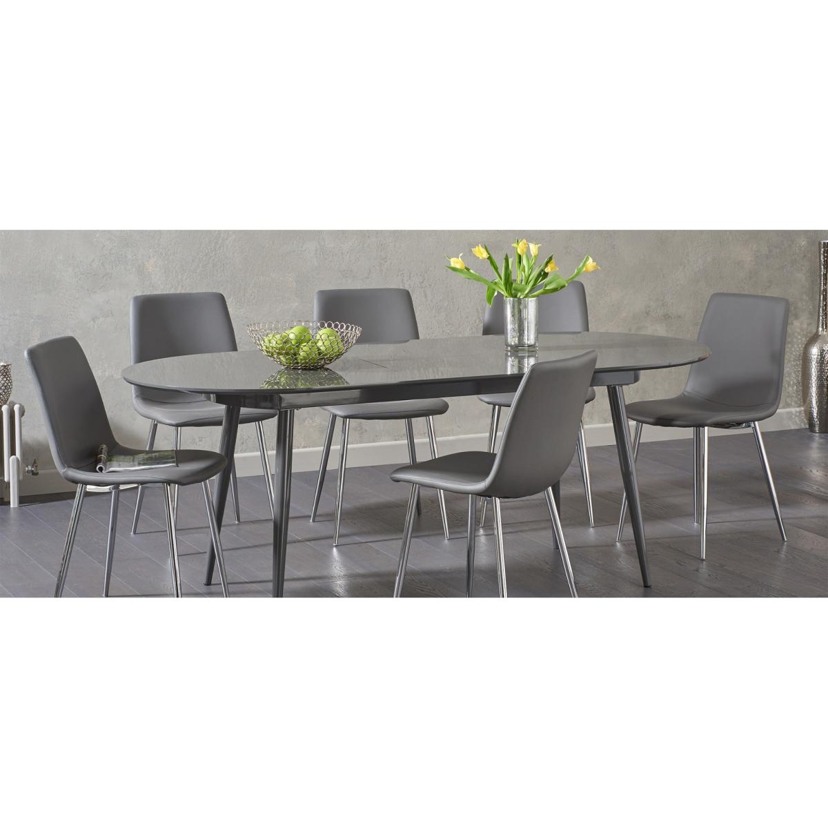 Helsinki Grey Faux Leather and Chrome Dining Chairs - Grey – image 4