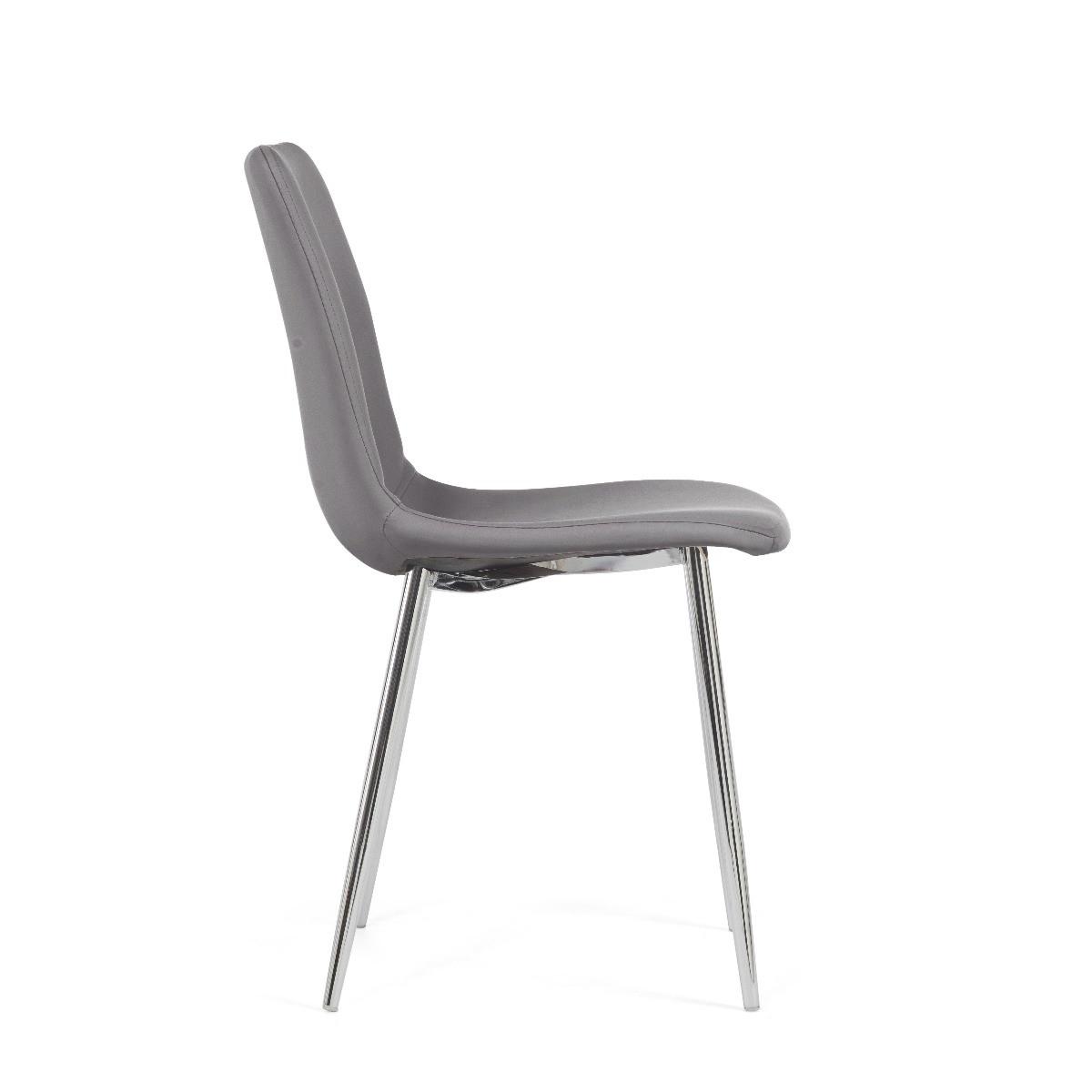 Helsinki Grey Faux Leather and Chrome Dining Chairs - Grey – image 5