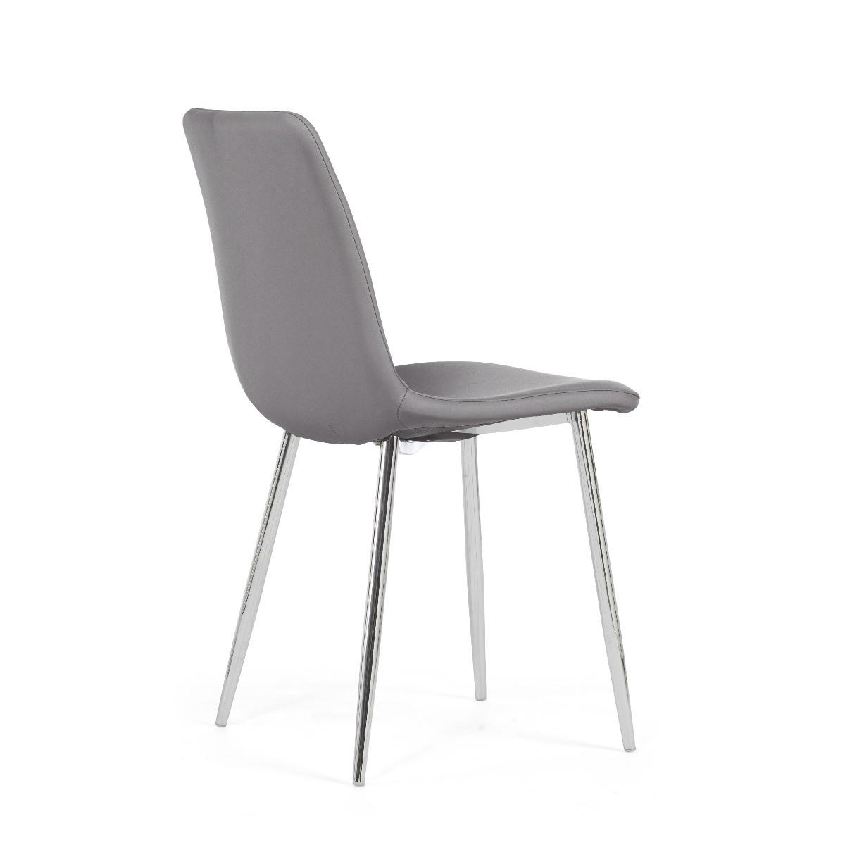 Helsinki Grey Faux Leather and Chrome Dining Chairs - Grey – image 7