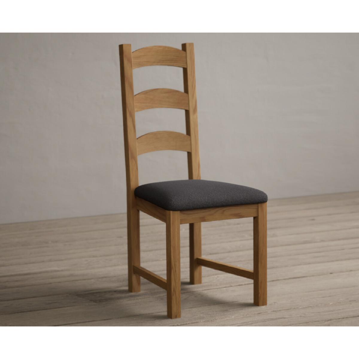 Alton Solid Oak Dining Chairs with Charcoal Grey Fabric Seat Pad – image 3