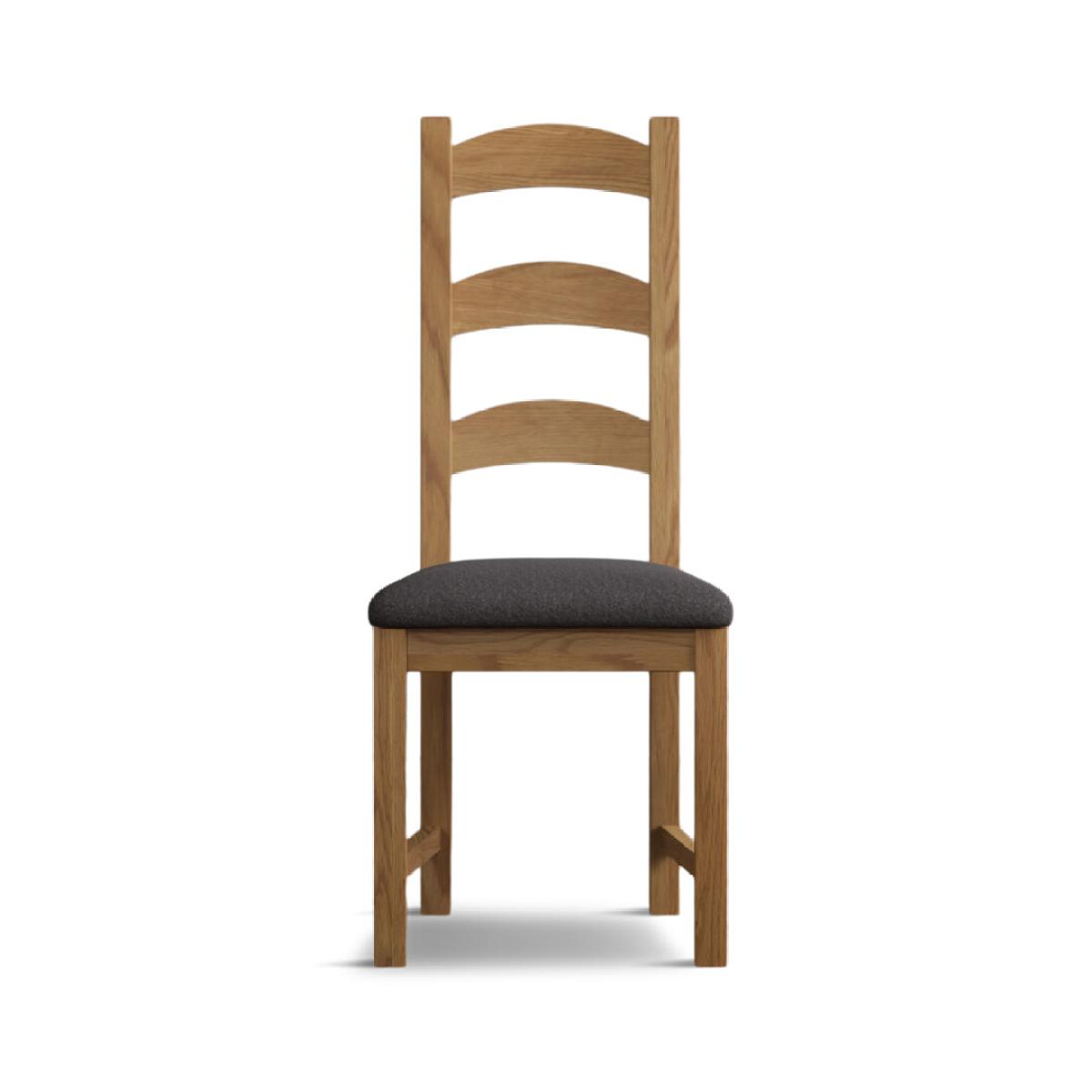 Alton Solid Oak Dining Chairs with Charcoal Grey Fabric Seat Pad – image 5
