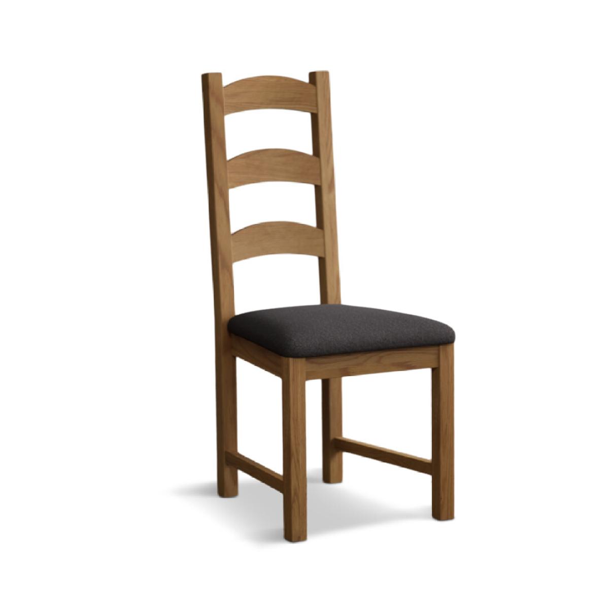 Alton Solid Oak Dining Chairs with Charcoal Grey Fabric Seat Pad – image 6