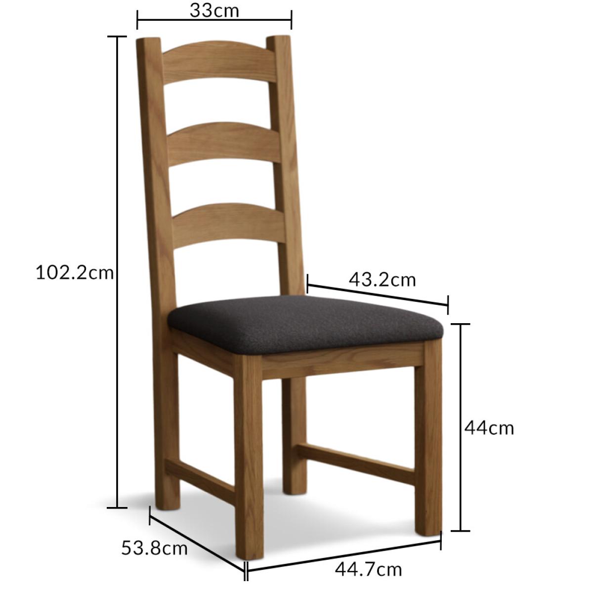 Alton Solid Oak Dining Chairs with Charcoal Grey Fabric Seat Pad – image 10