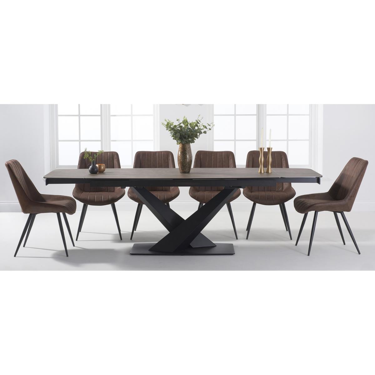 Brody Antique Faux Leather Brown Dining Chairs – image 7