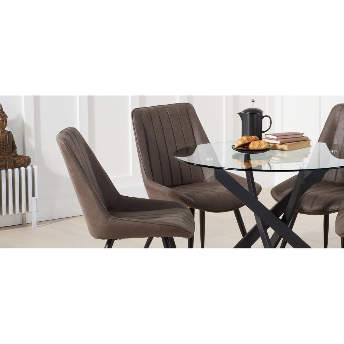 Brody Antique Faux Leather Brown Dining Chairs – image 8