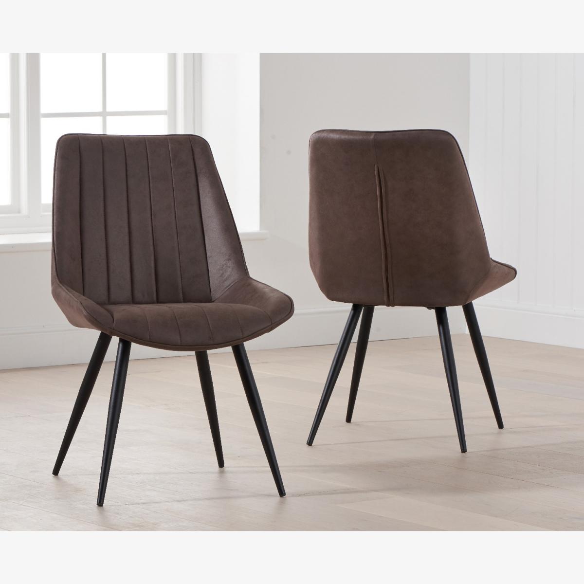 Brody Antique Faux Leather Brown Dining Chairs – image 1