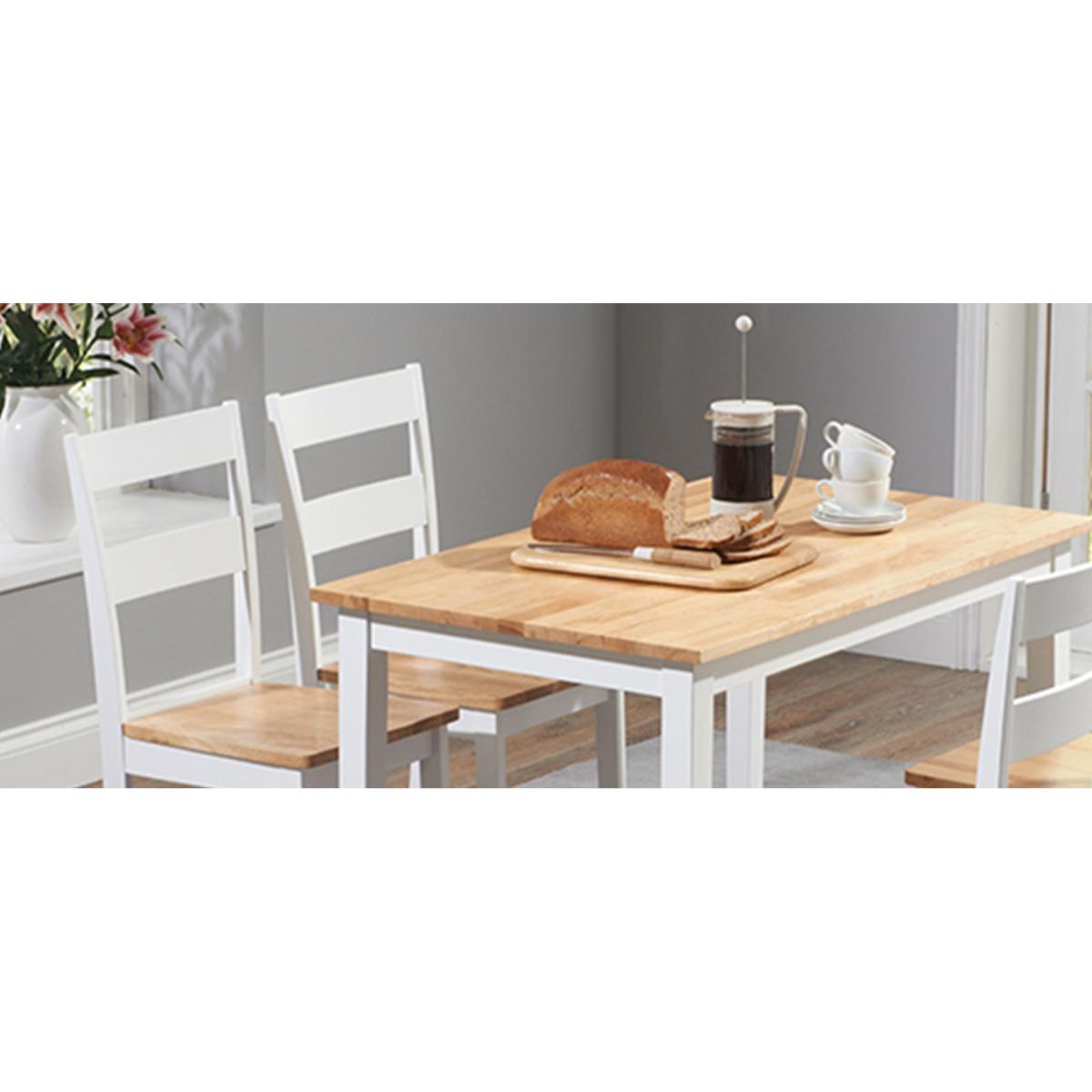 Chiltern 114cm Oak and White Dining Table Set with Chairs - Oak and White, 4 Chairs – image 6