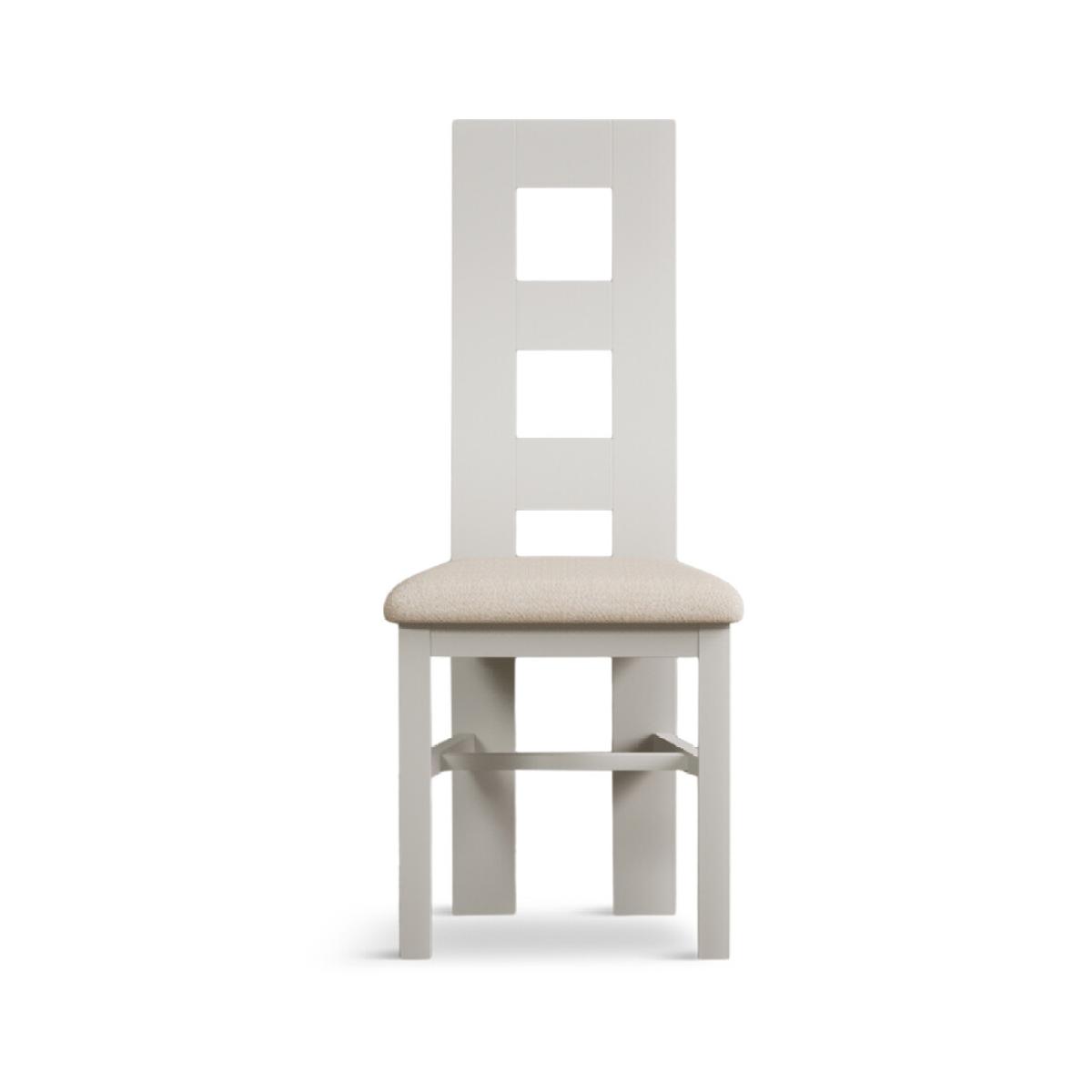 Painted Signal White Flow Back Dining Chairs with Linen Fabric Seat Pad – image 5