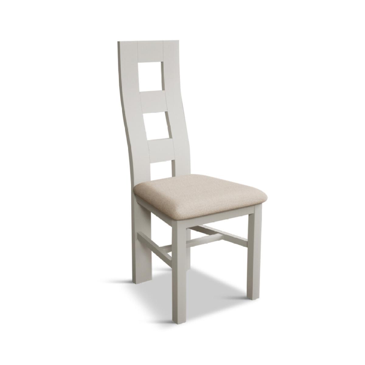 Painted Signal White Flow Back Dining Chairs with Linen Fabric Seat Pad – image 6
