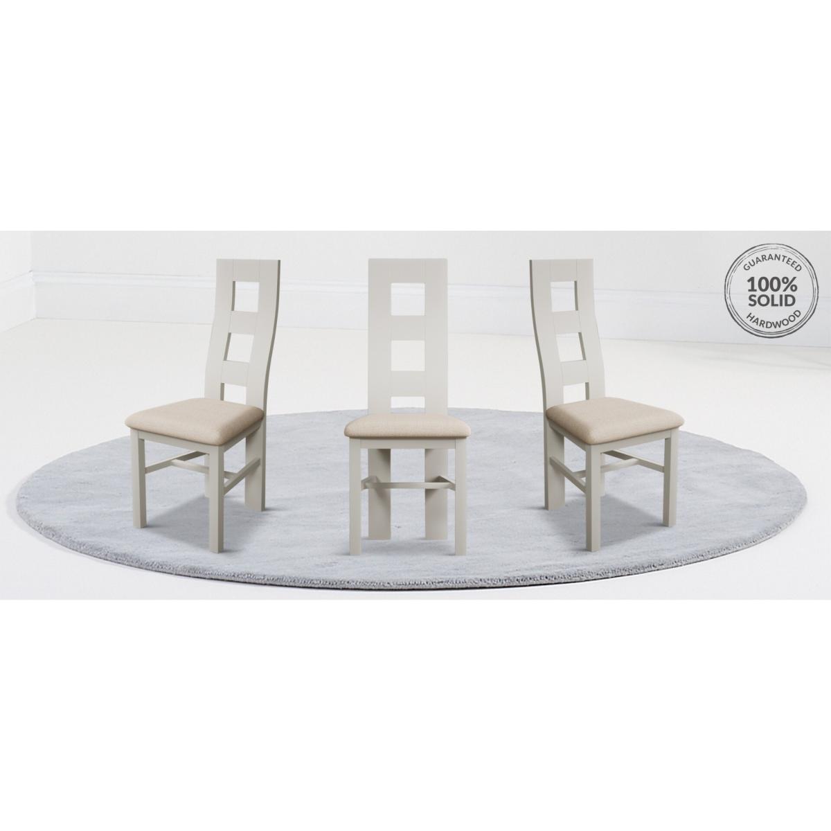 Painted Signal White Flow Back Dining Chairs with Linen Fabric Seat Pad – image 9