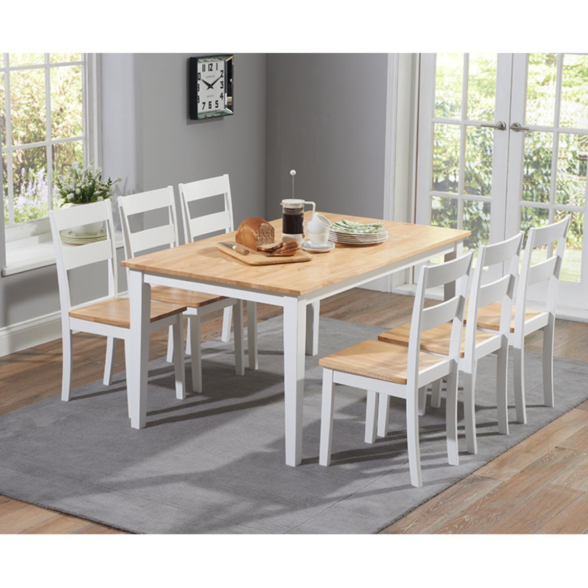 Chiltern 150cm Oak and White Dining Table Set with Chairs - Oak and White, 4 Chairs – image 2