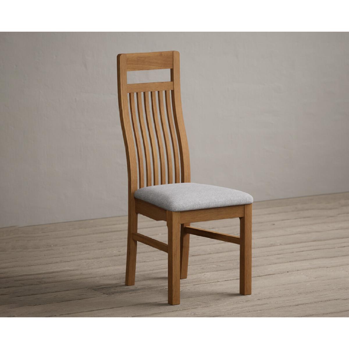 Monroe Solid Oak Dining Chairs with Light Grey Fabric Seat Pad – image 2