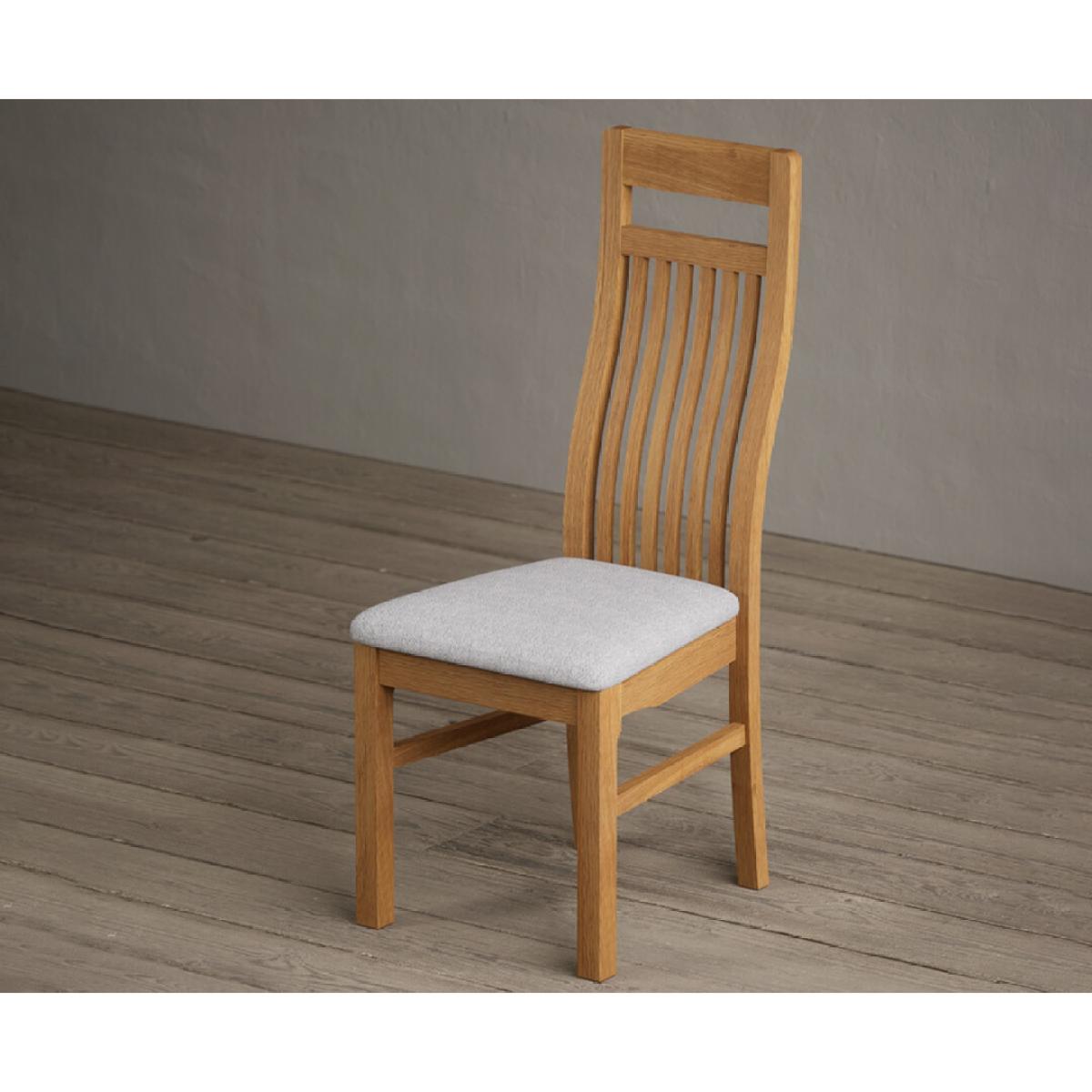 Monroe Solid Oak Dining Chairs with Light Grey Fabric Seat Pad – image 3