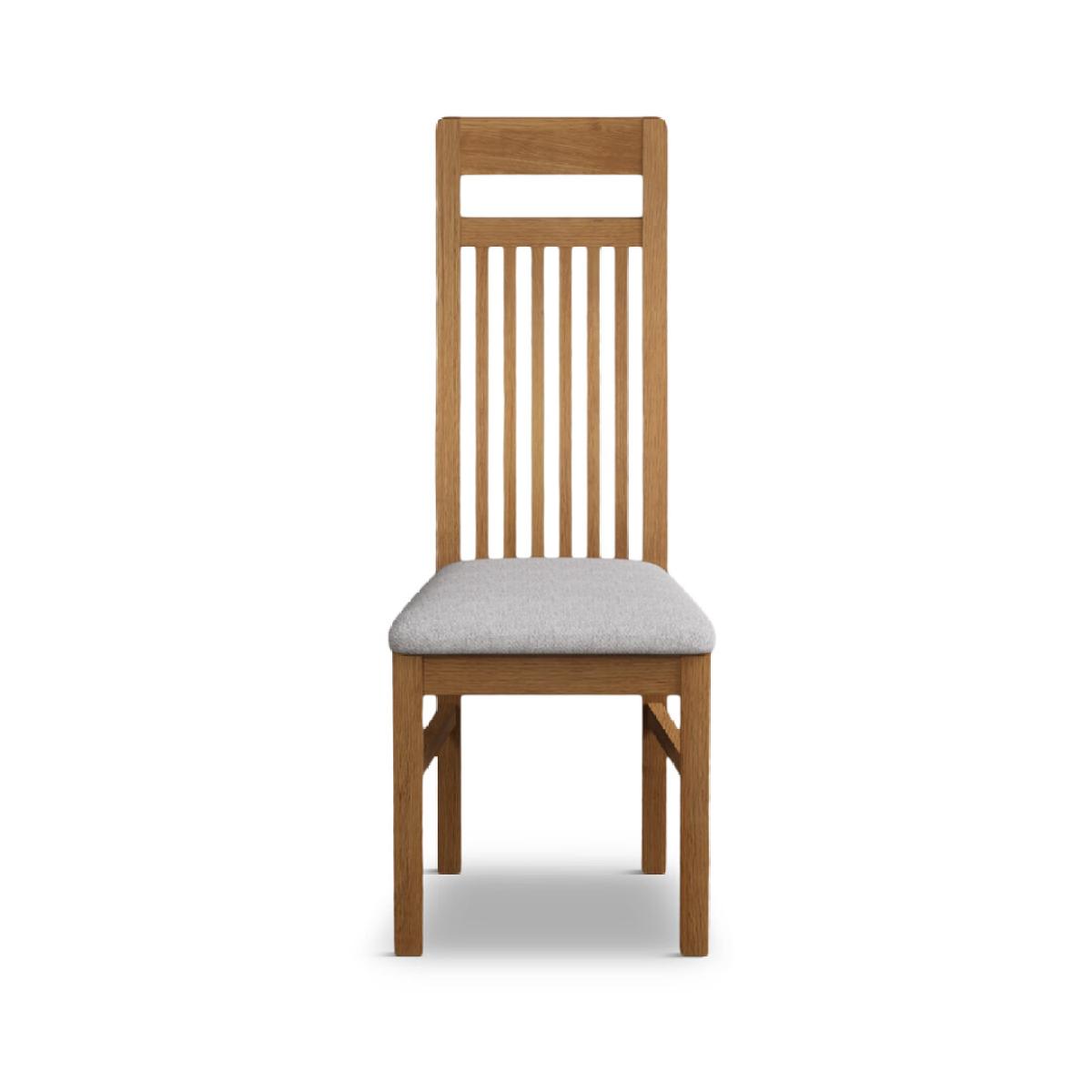 Monroe Solid Oak Dining Chairs with Light Grey Fabric Seat Pad – image 4
