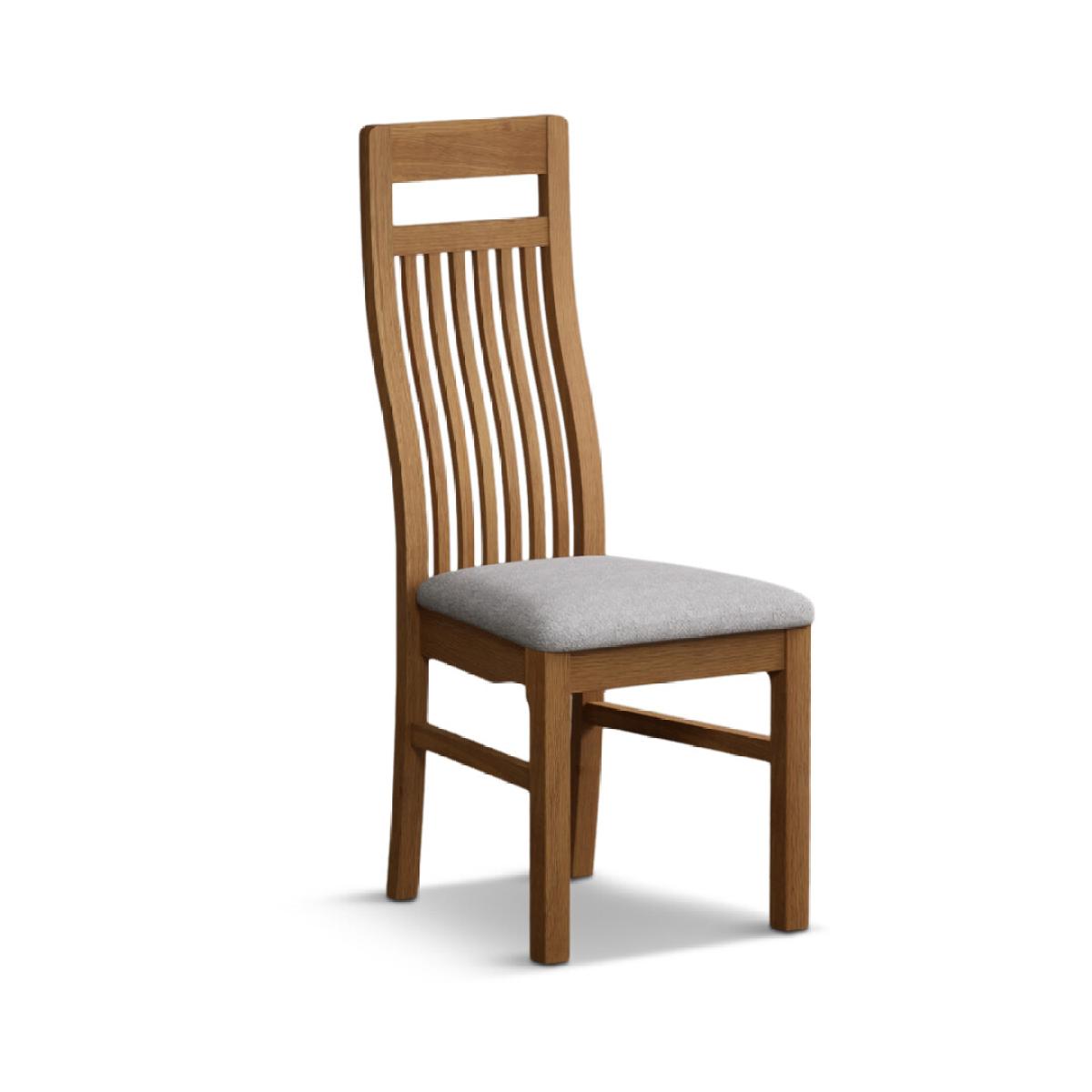 Monroe Solid Oak Dining Chairs with Light Grey Fabric Seat Pad – image 5