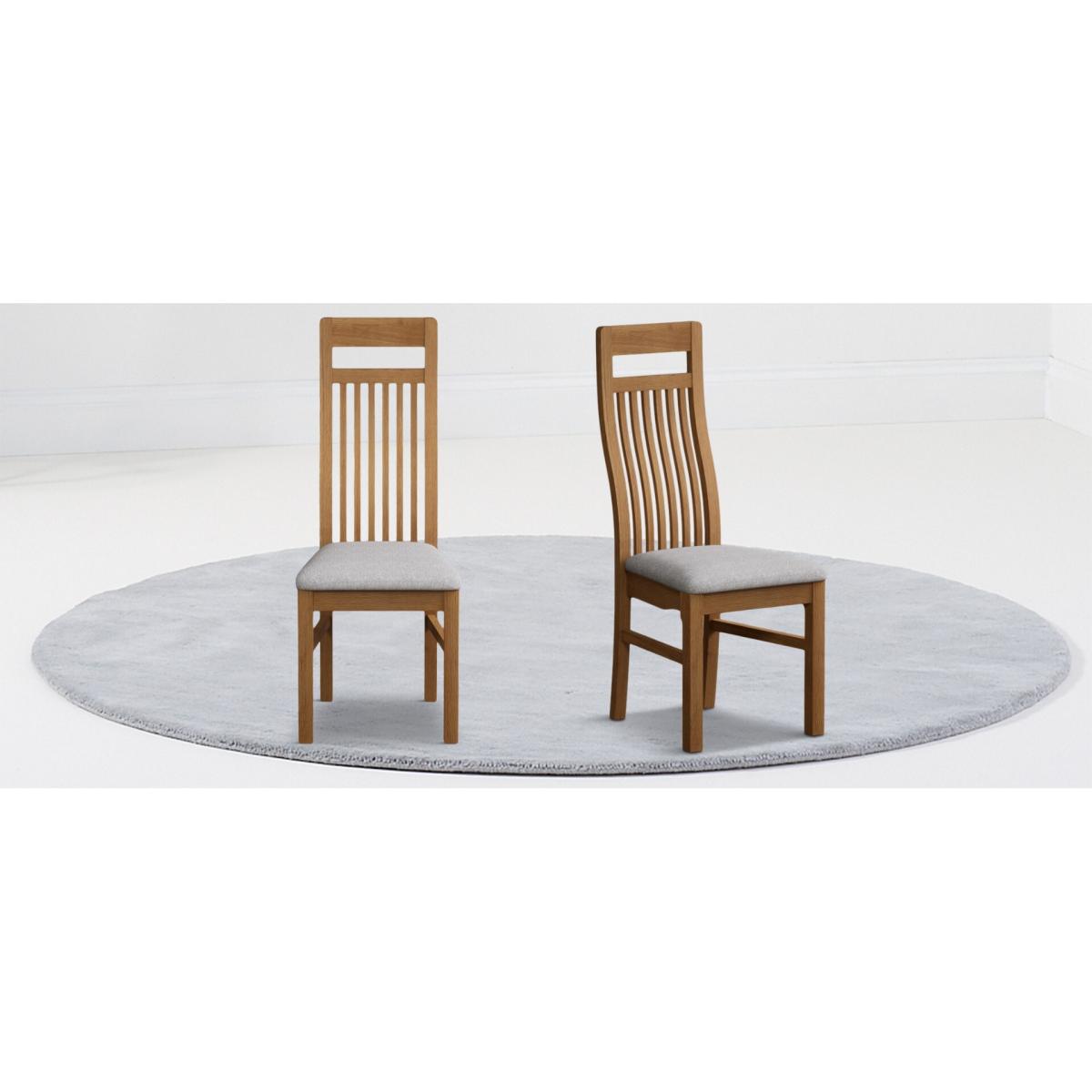 Monroe Solid Oak Dining Chairs with Light Grey Fabric Seat Pad – image 8