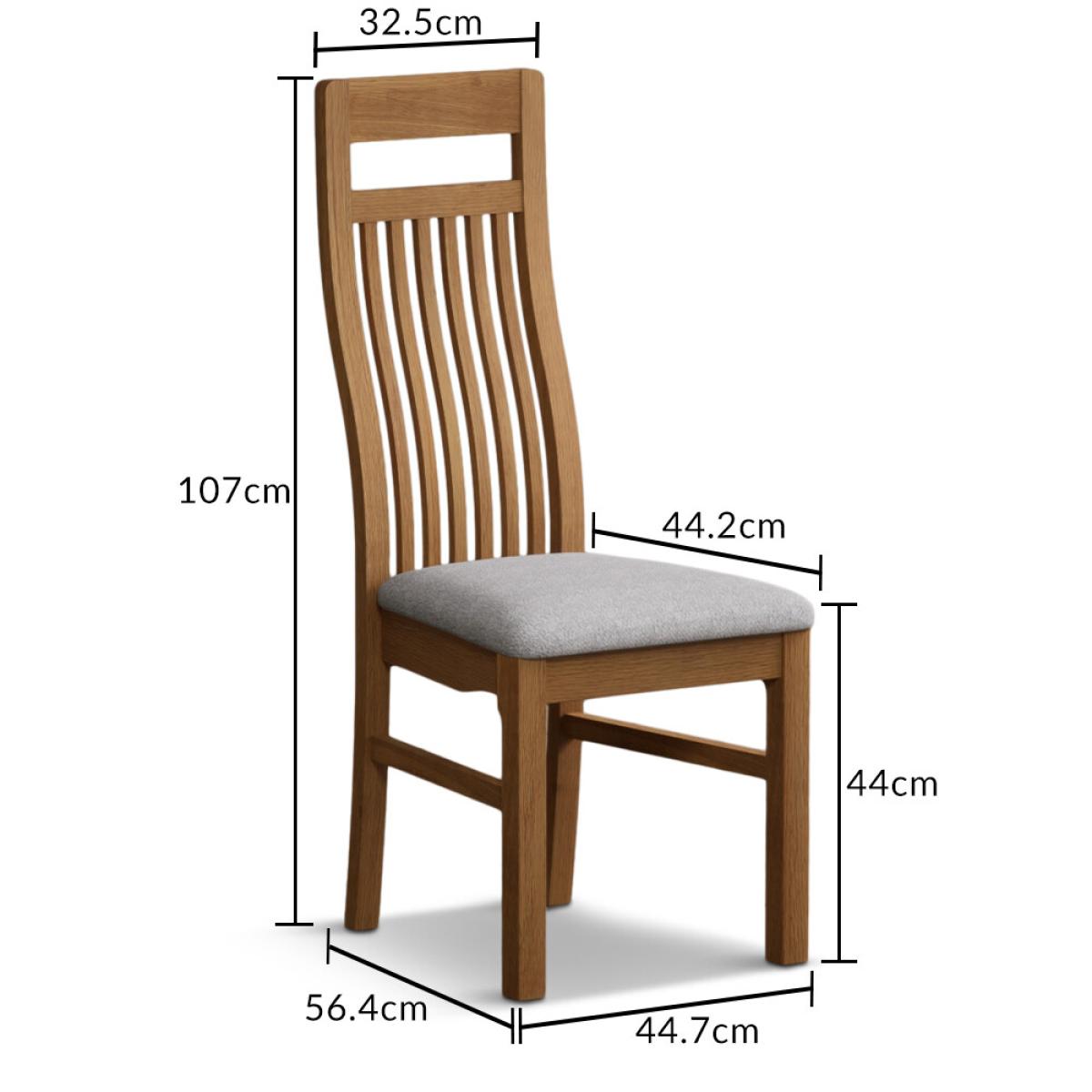 Monroe Solid Oak Dining Chairs with Light Grey Fabric Seat Pad – image 10