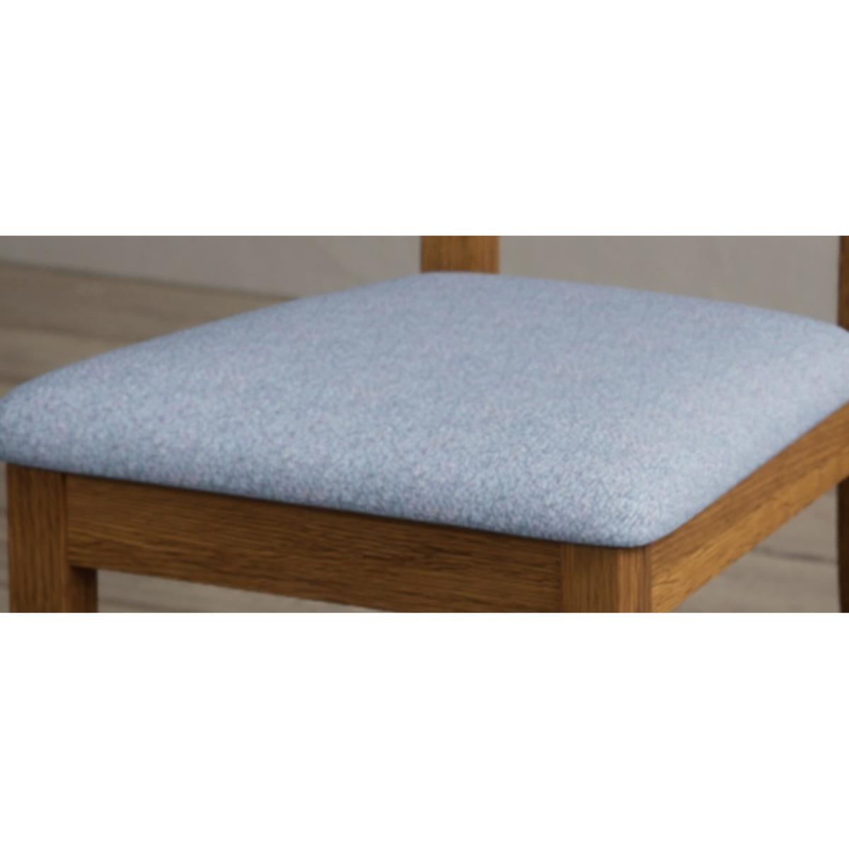 Rustic Solid Oak X Back Dining Chairs with Sky Blue Fabric Seat Pad – image 9