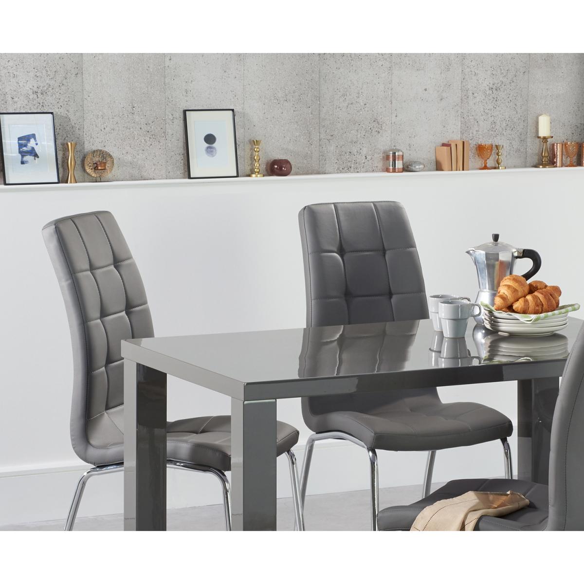 Atlanta 120cm Dark Grey High Gloss Dining Table with Calgary Chairs - Ivory, 4 Chairs – image 2