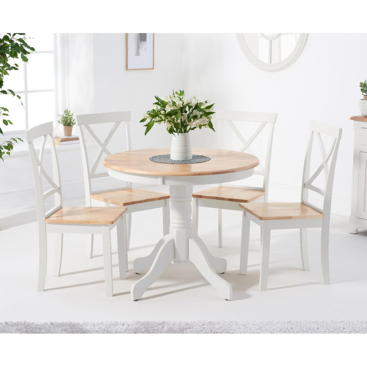 Epsom 90cm Oak and White Dining Table with Chairs - Oak and White, 2 Chairs – image 2