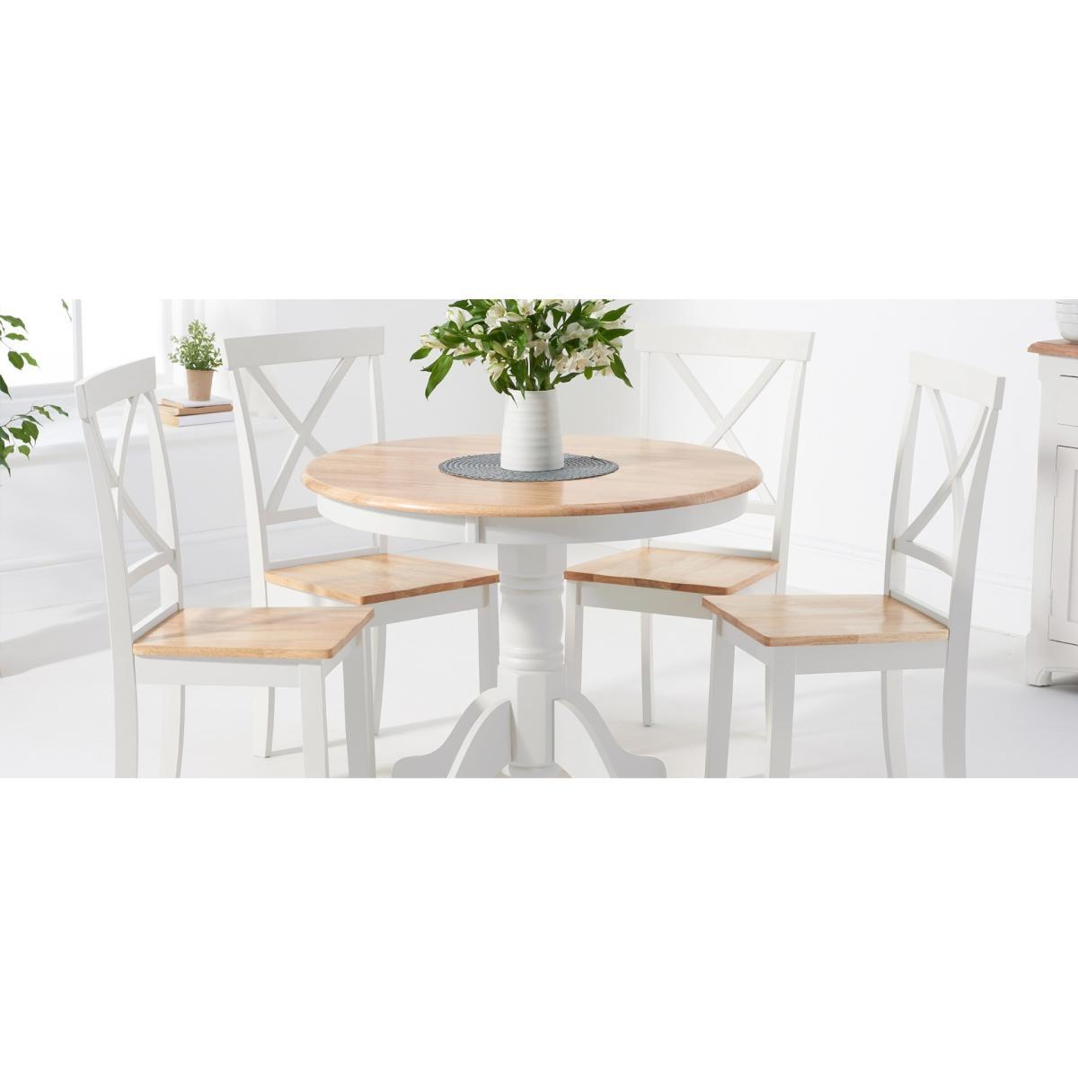 Epsom 90cm Oak and White Dining Table with Chairs - Oak and White, 2 Chairs – image 7