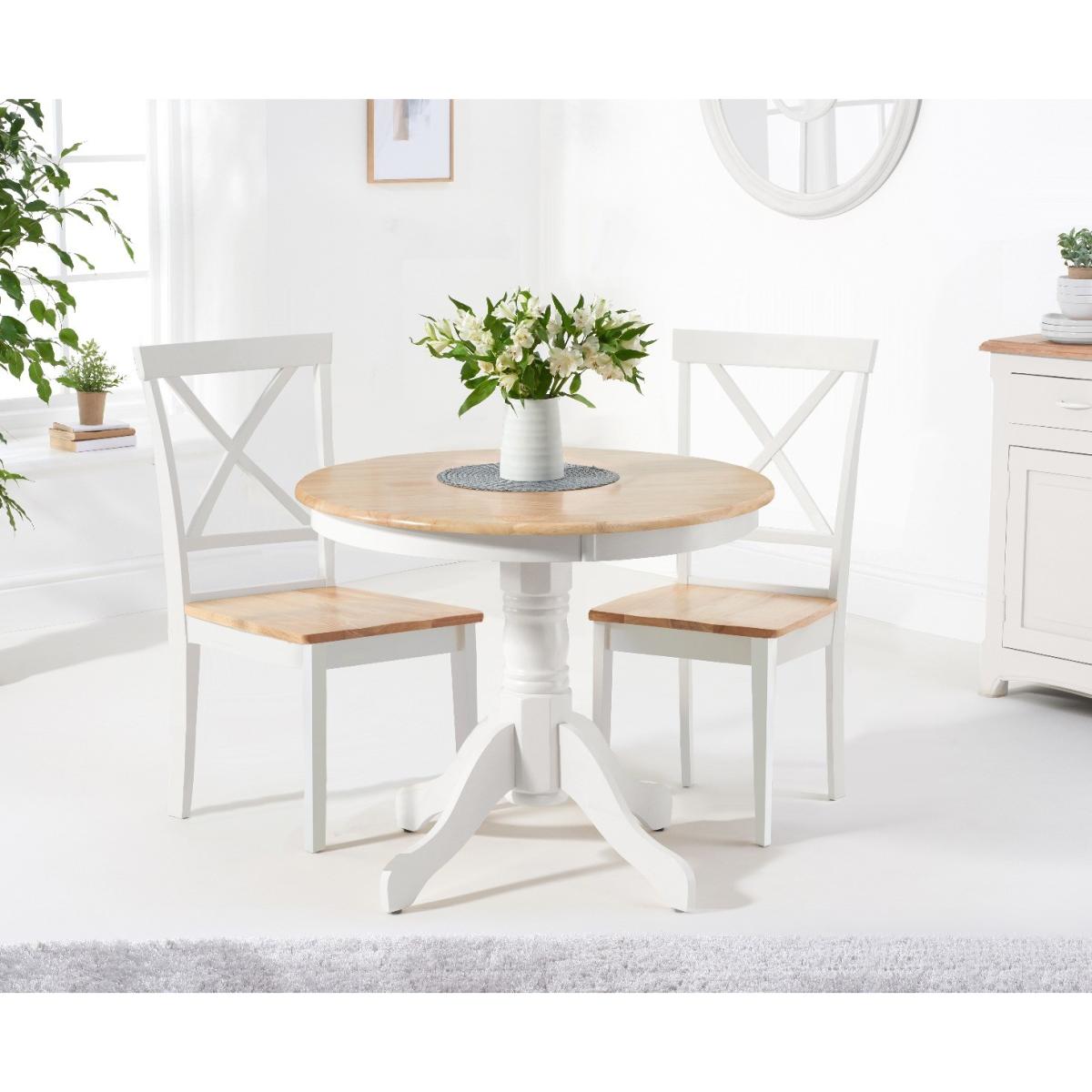 Epsom 90cm Oak and White Dining Table with Chairs - Oak and White, 2 Chairs – image 1