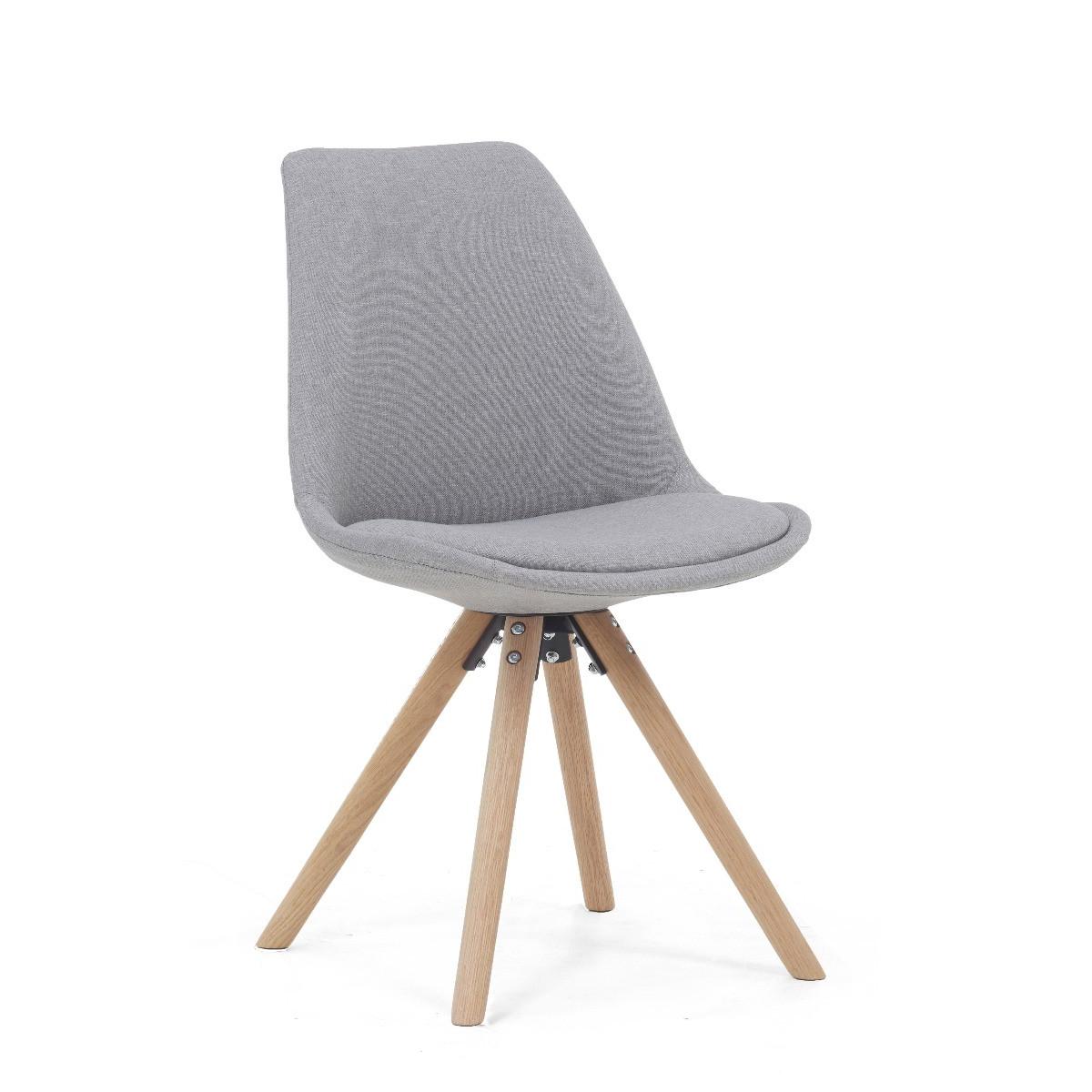 Oscar Light Grey Fabric Round Leg Dining Chairs - Light Grey – image 3