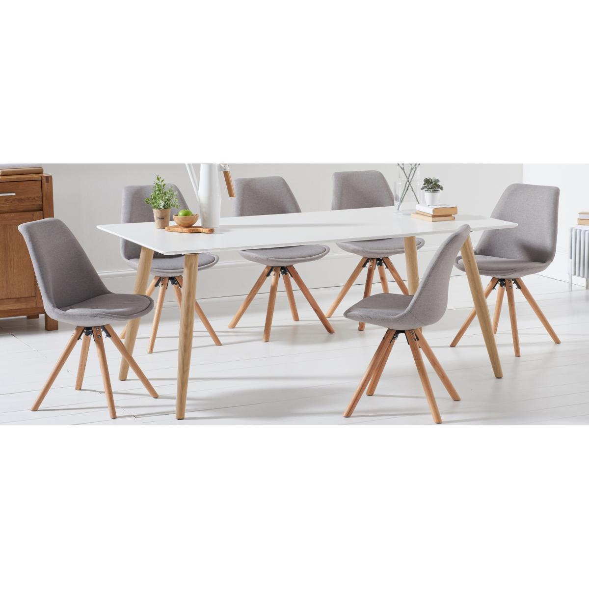 Oscar Light Grey Fabric Round Leg Dining Chairs - Light Grey – image 4