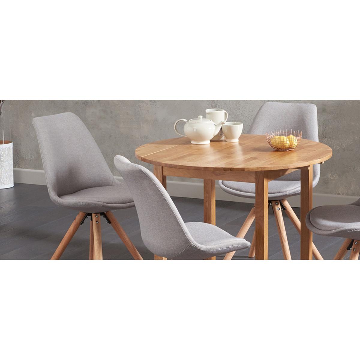 Oscar Light Grey Fabric Round Leg Dining Chairs - Light Grey – image 8