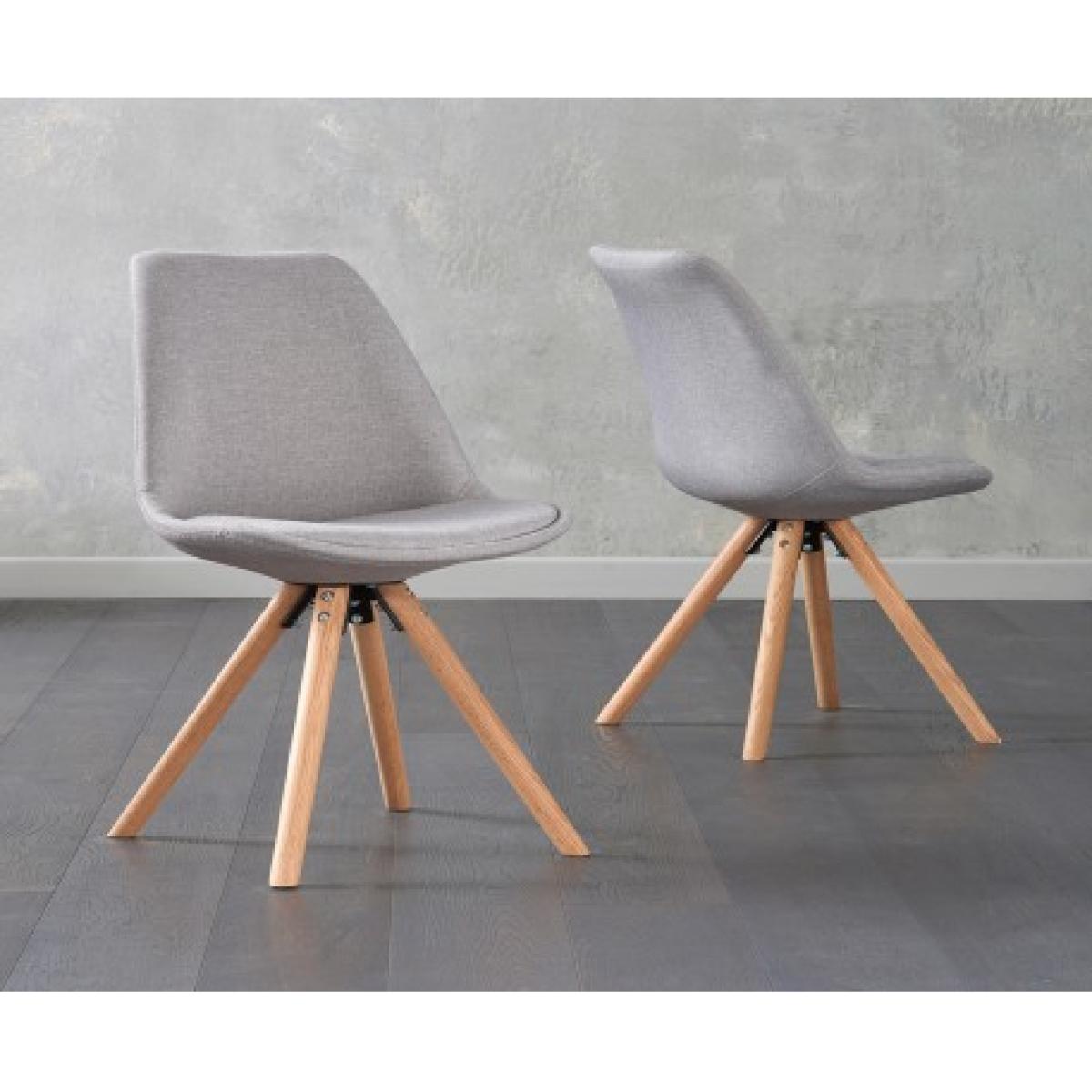 Oscar Light Grey Fabric Round Leg Dining Chairs - Light Grey – image 1