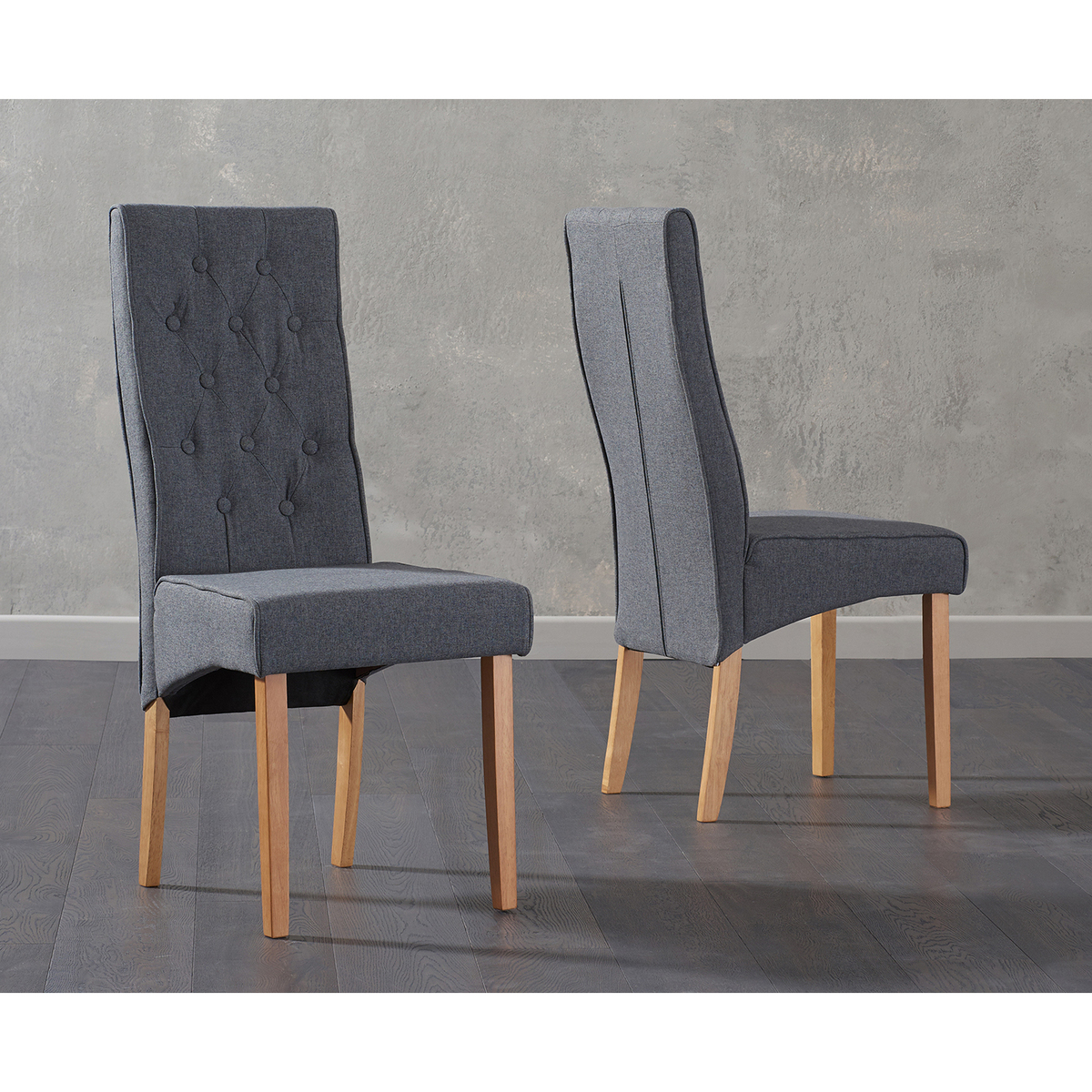 Juliette Grey Fabric Dining Chairs – image 3