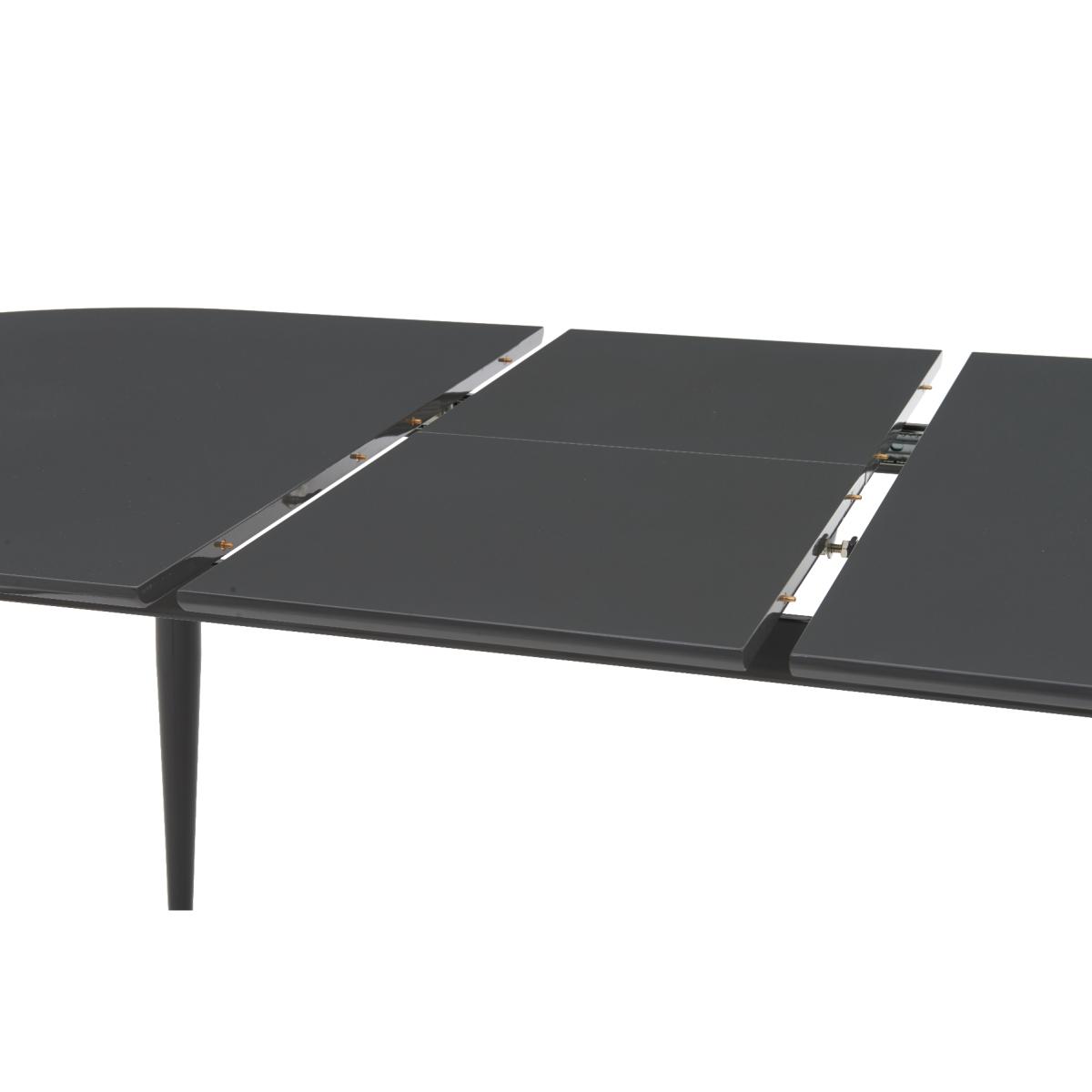 Olivia Extending Dark Grey High Gloss Dining Table with Oscar Faux Leather Round Leg Chairs – image 19