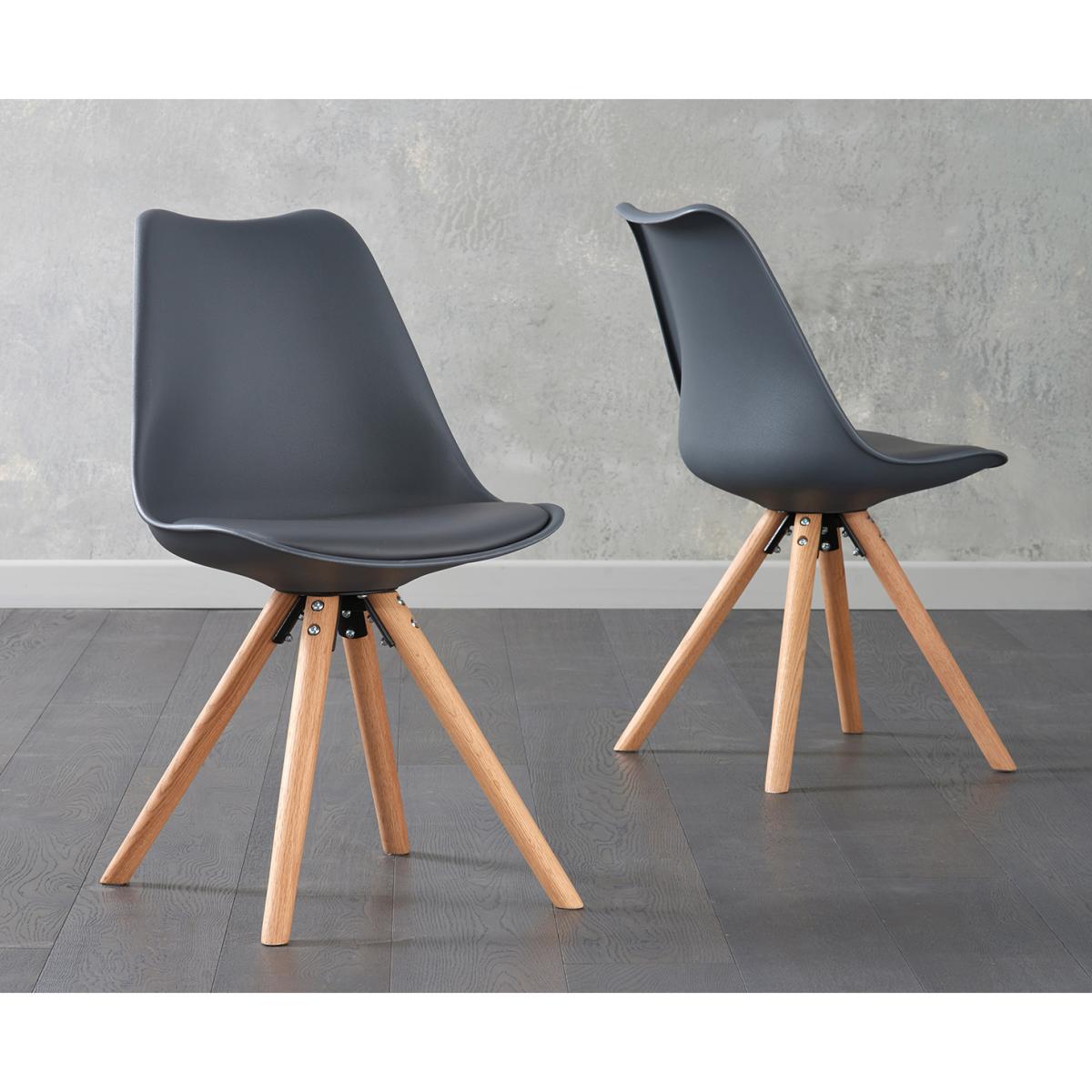 Olivia Extending Dark Grey High Gloss Dining Table with Oscar Faux Leather Round Leg Chairs – image 6