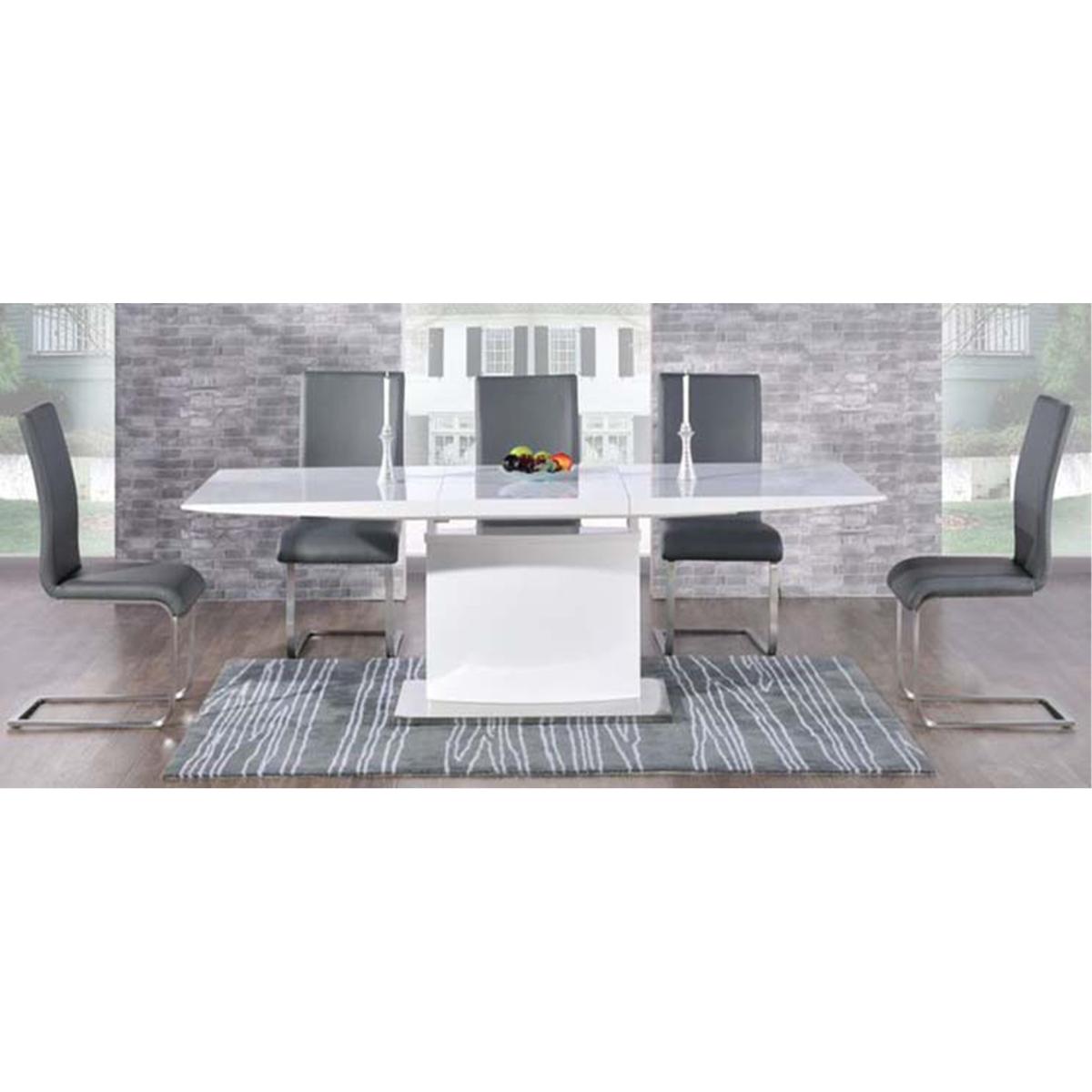 Hailey 160cm White High Gloss Extending Dining Table with Malaga Chairs - Black, 4 Chairs – image 7