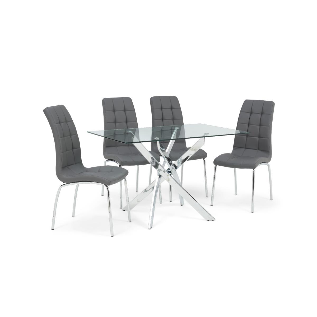 Denver 120cm Rectangular Glass Dining Table with Calgary Chairs - Grey, 4 Chairs – image 6