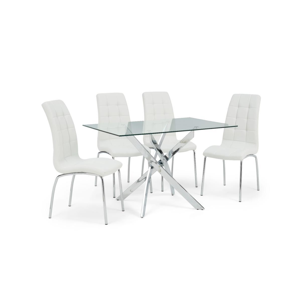 Denver 120cm Rectangular Glass Dining Table with Calgary Chairs - Grey, 4 Chairs – image 7