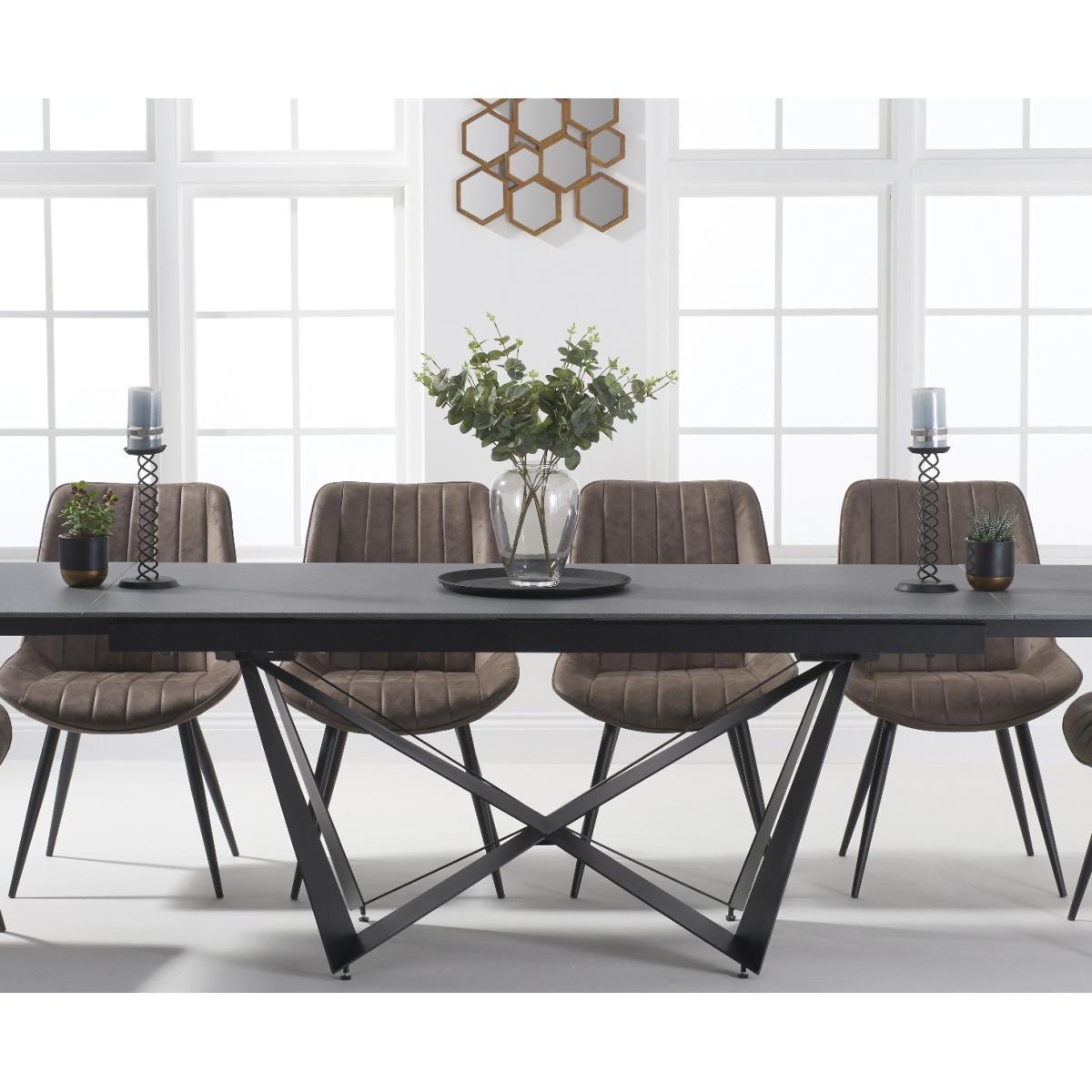 Blenheim 180cm Extending Grey Stone Dining Table with Marcel Antique Chairs - Brown, 6 Chairs – image 2
