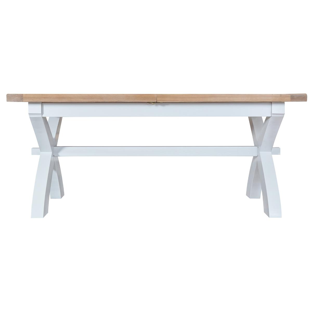 Eden Oak and White 180cm Butterfly Extending Table with Cross Back Dining Chairs with Fabric Seats - Oak and White, 6 Chairs – image 7