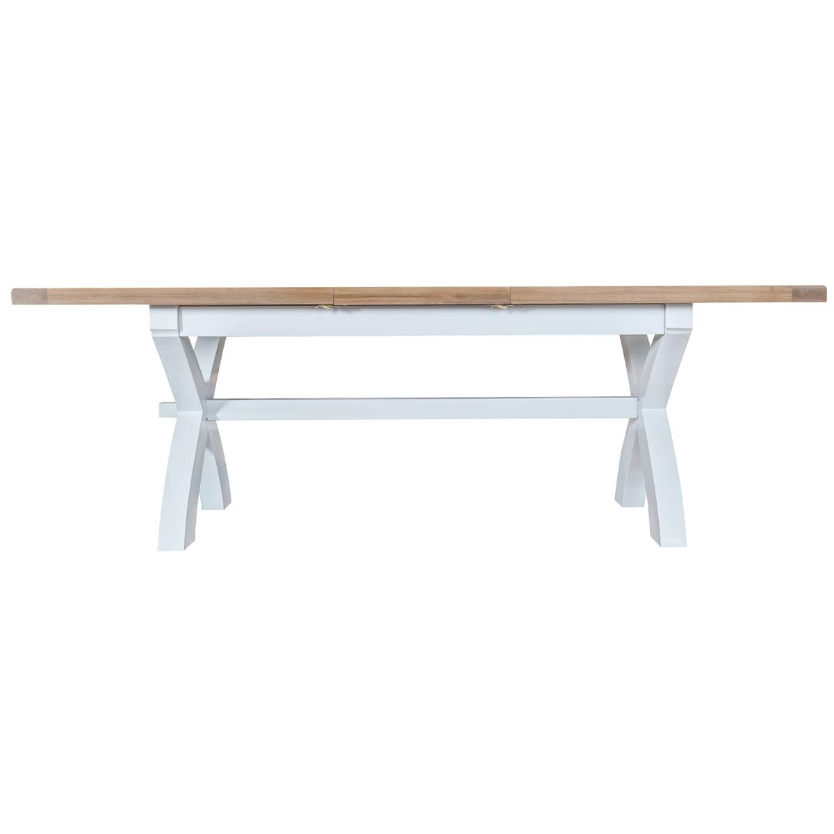 Eden Oak and White 180cm Butterfly Extending Table with Cross Back Dining Chairs with Fabric Seats - Oak and White, 6 Chairs – image 8