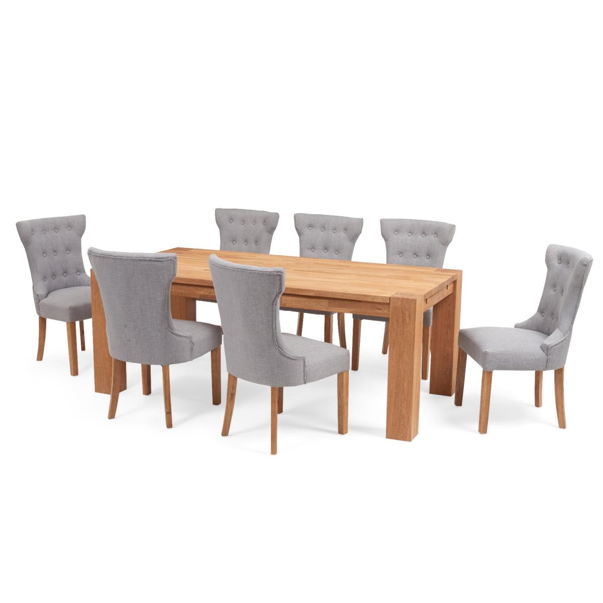 Madrid 240cm Solid Oak Dining Table with Camille Fabric Chairs – image 7