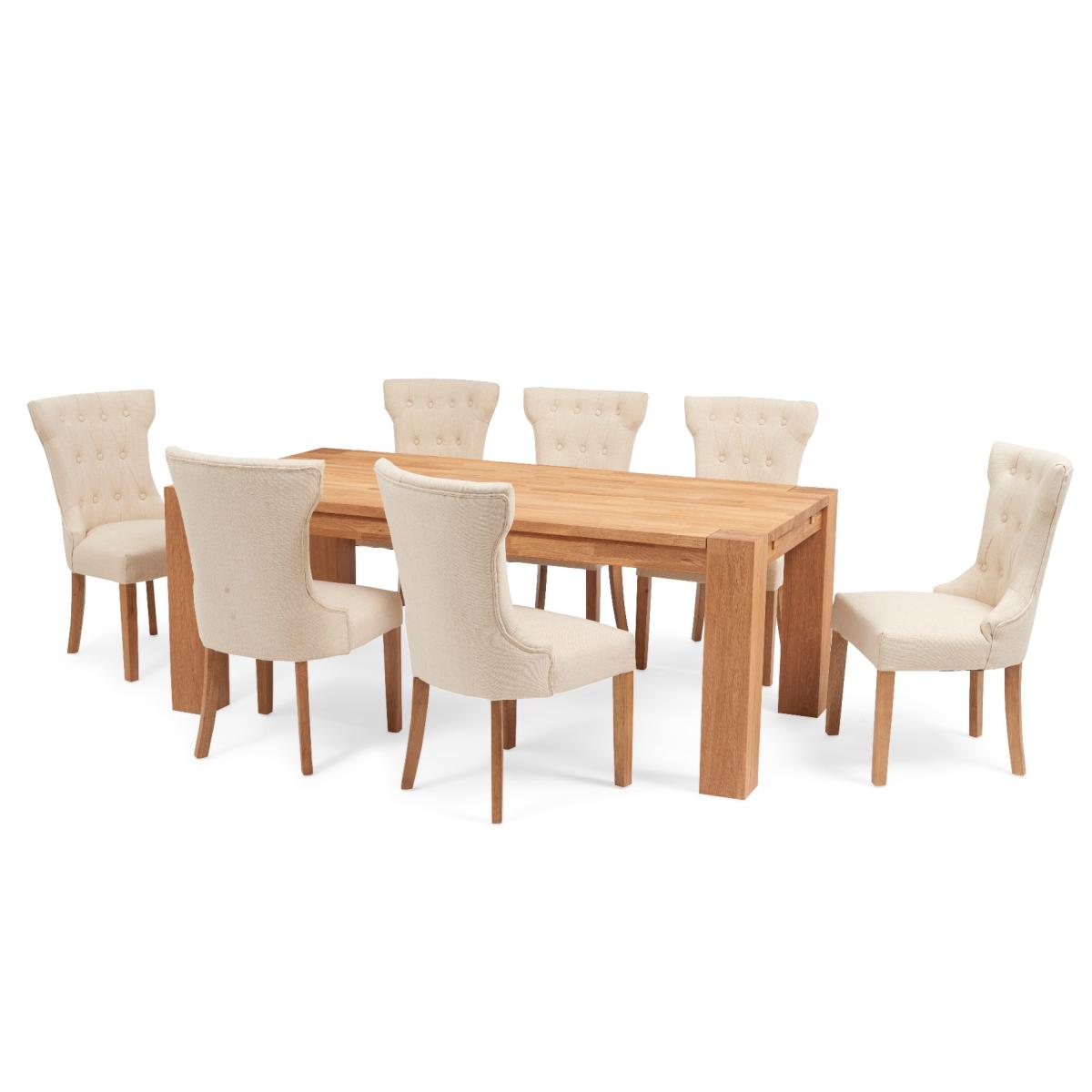 Madrid 240cm Solid Oak Dining Table with Camille Fabric Chairs – image 8