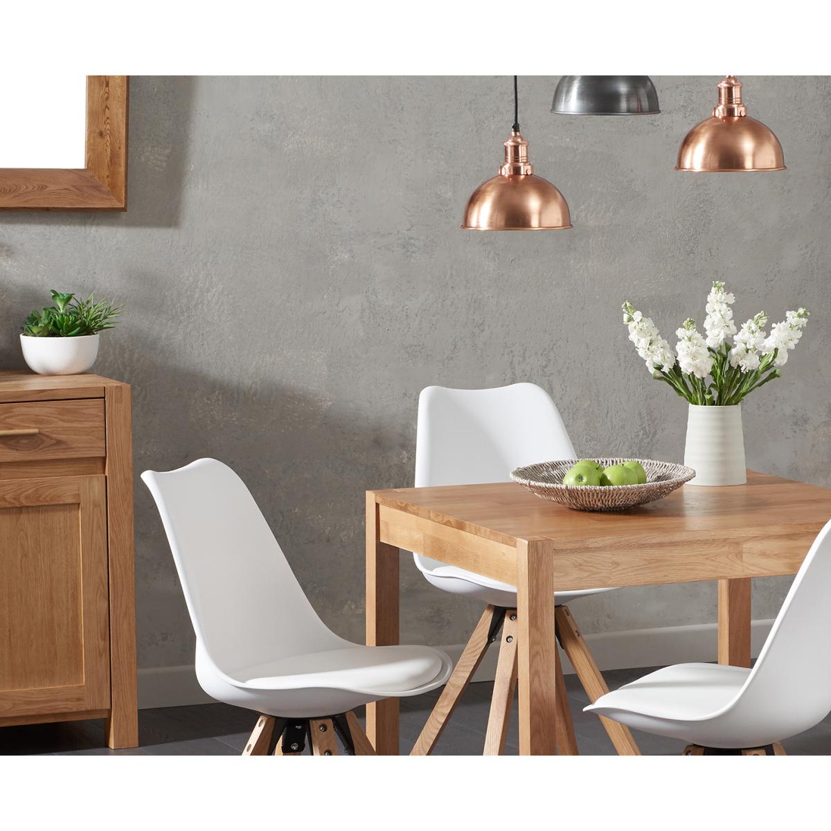 Oxford 80cm Solid Oak Dining Table with Oscar Square Leg Faux Leather Chairs – image 2