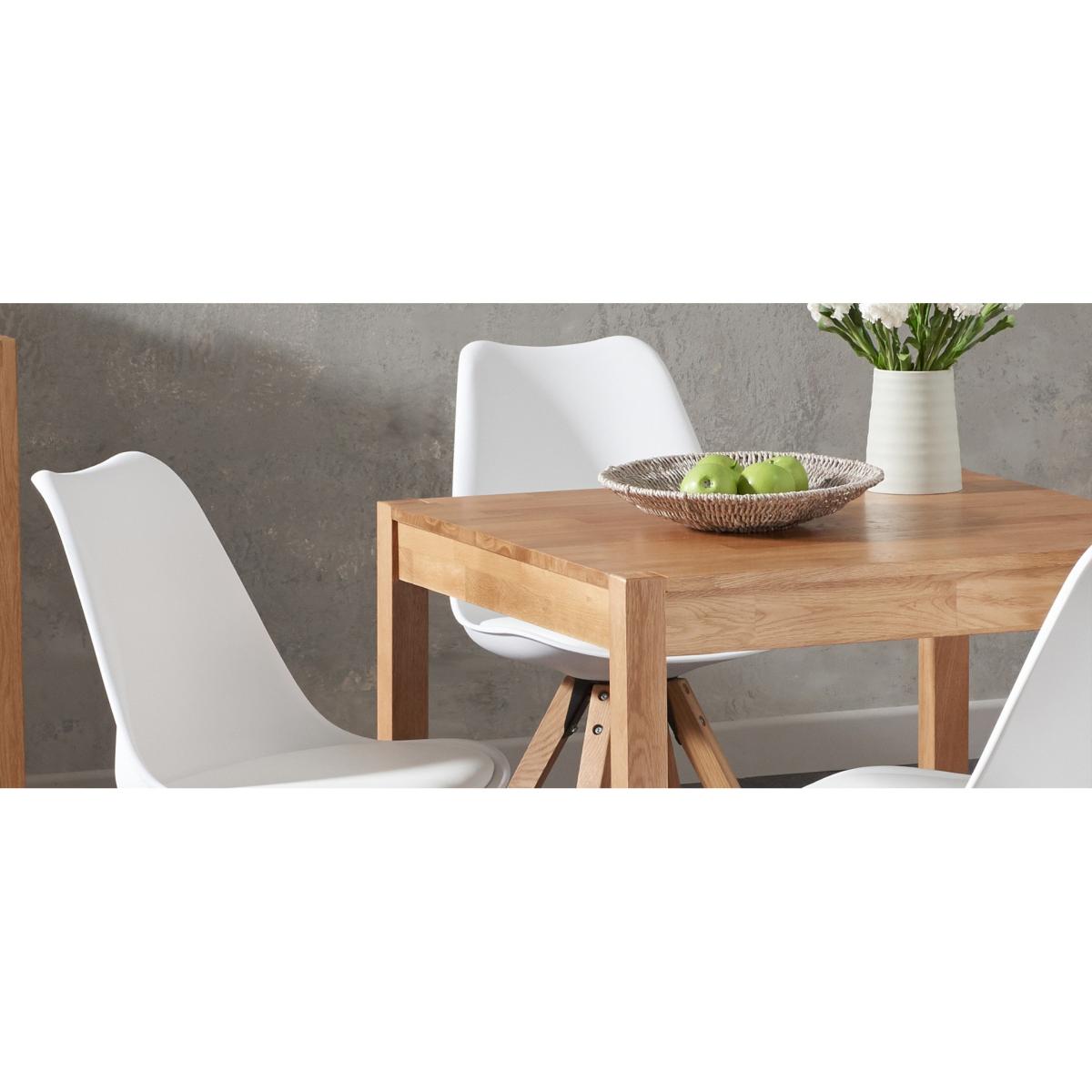 Oxford 80cm Solid Oak Dining Table with Oscar Square Leg Faux Leather Chairs – image 10