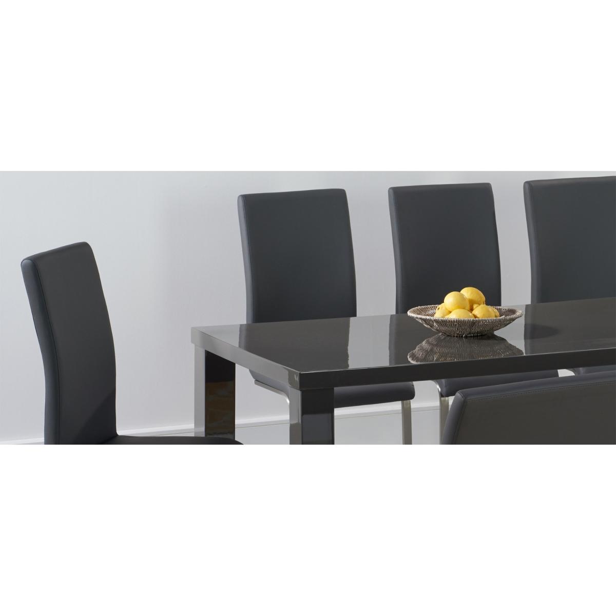 Atlanta 160cm Dark Grey High Gloss Dining Table with Malaga Chairs and Malaga Grey Bench – image 7