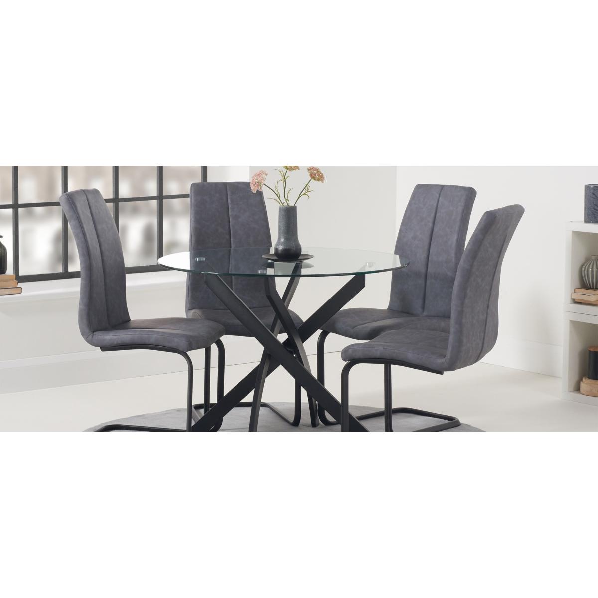Liza Grey Fabric Antique Hoop Leg Dining Chairs - Grey – image 7
