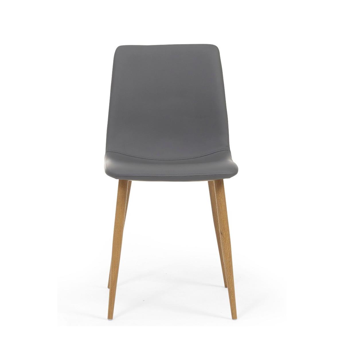 Helsinki Grey Wooden Leg with Faux Leather Dining Chairs - Grey – image 2