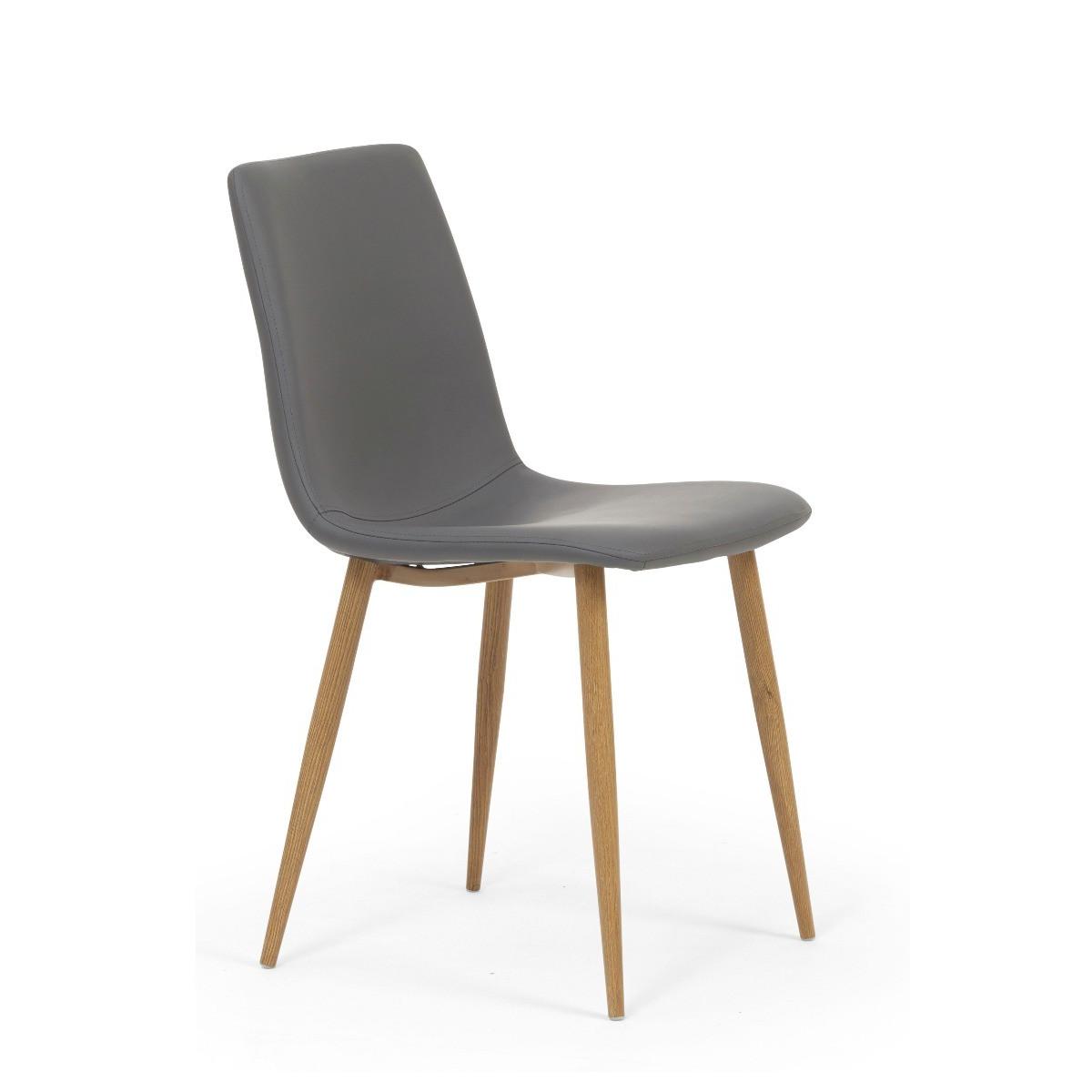 Helsinki Grey Wooden Leg with Faux Leather Dining Chairs - Grey – image 3