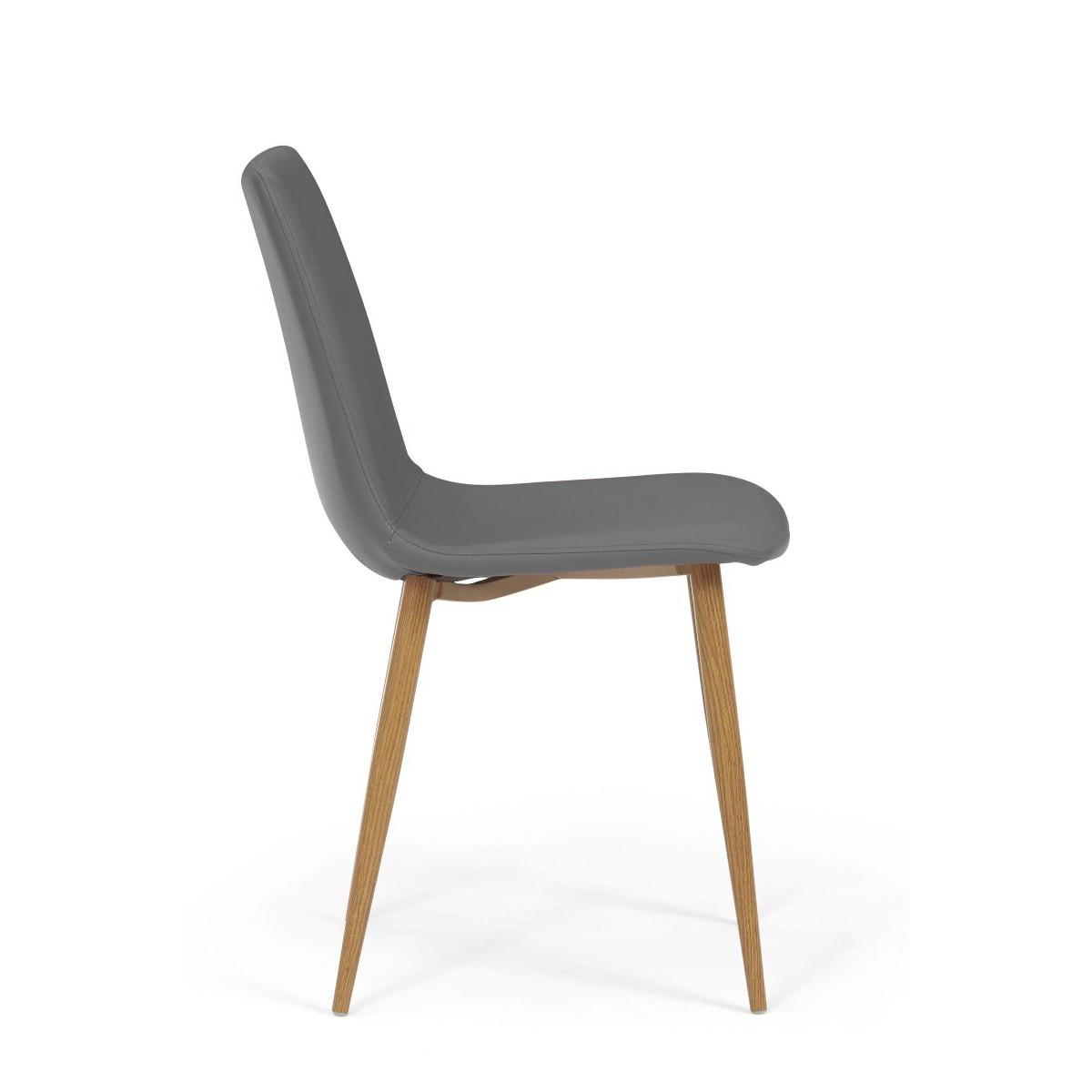 Helsinki Grey Wooden Leg with Faux Leather Dining Chairs - Grey – image 4