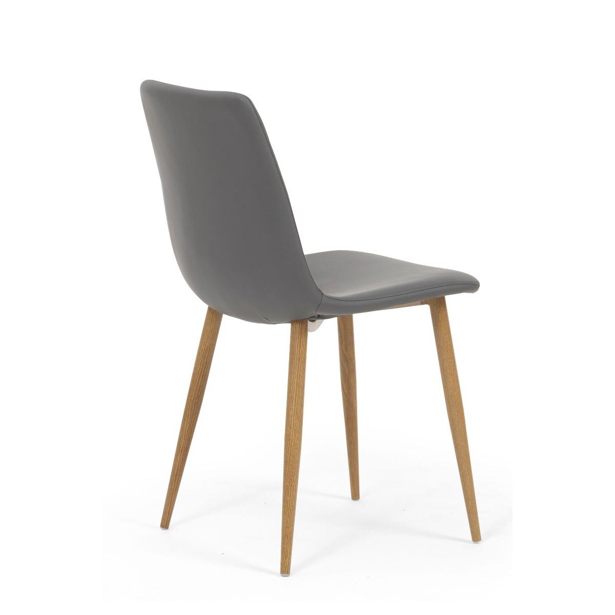 Helsinki Grey Wooden Leg with Faux Leather Dining Chairs - Grey – image 6