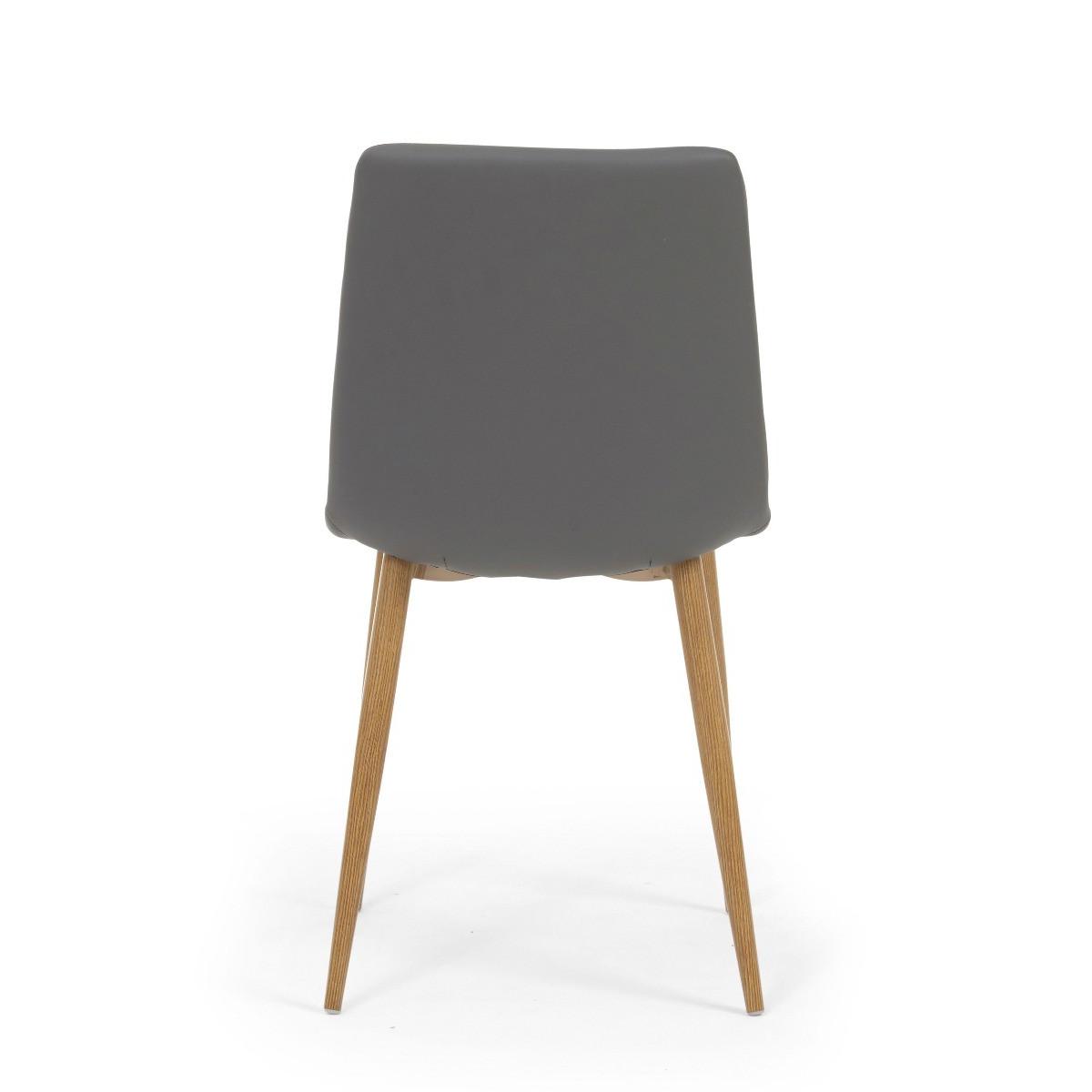Helsinki Grey Wooden Leg with Faux Leather Dining Chairs - Grey – image 8